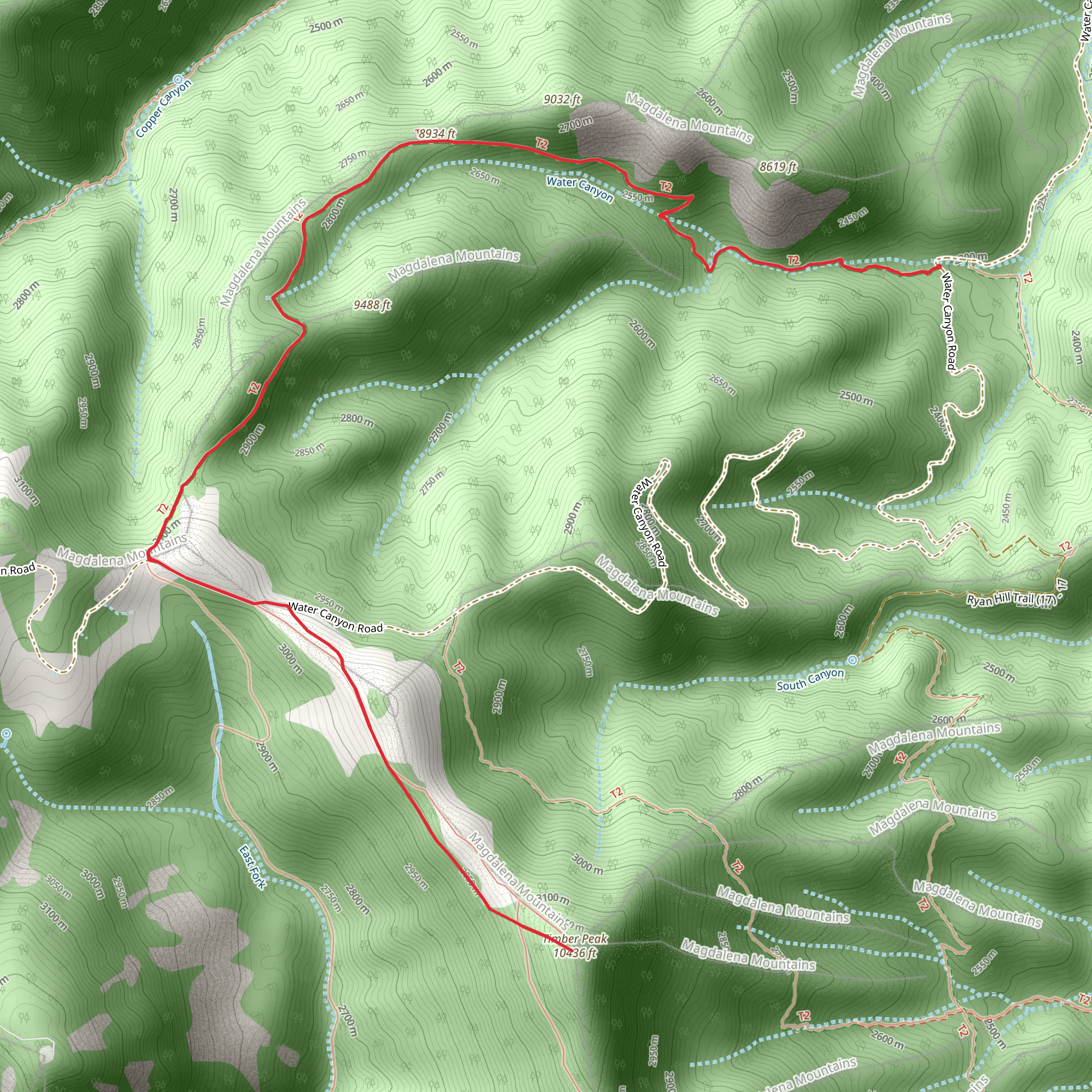 Timber Peak via South Baldy Trail mobile static map