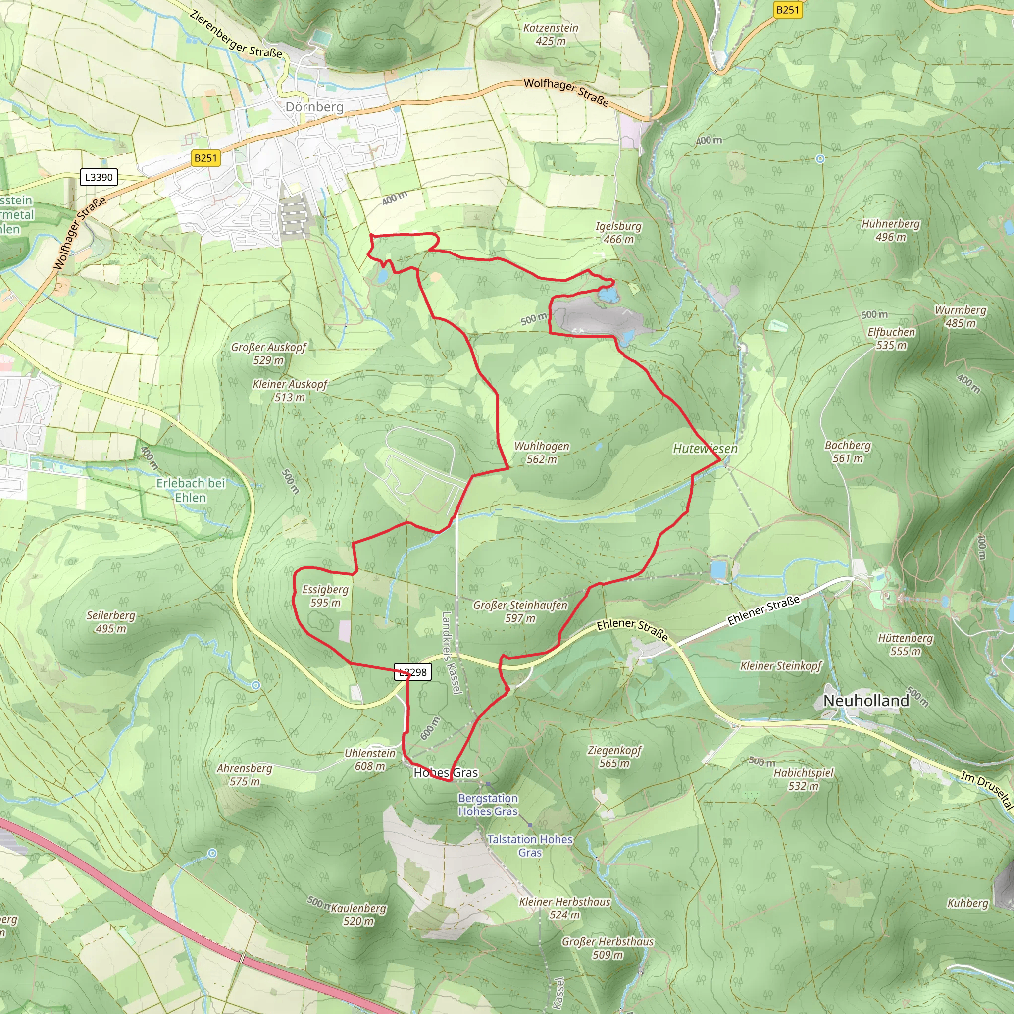 Hohes Gras, Essigberg, Silbersee and Großer Steinhaufen Loop via Vaake Brunslar mobile static map