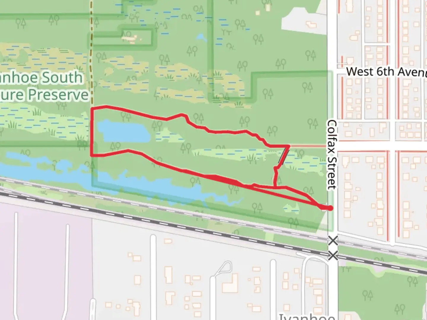 An image depicting the trail Colfax Street Loop and its surrounding area.