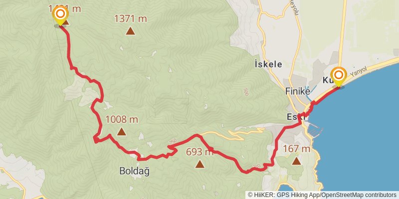 Lycian Way stage 18 Map