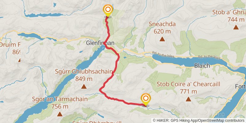 Fort William to Morvich via Cape Wrath Trail stage 2 Map