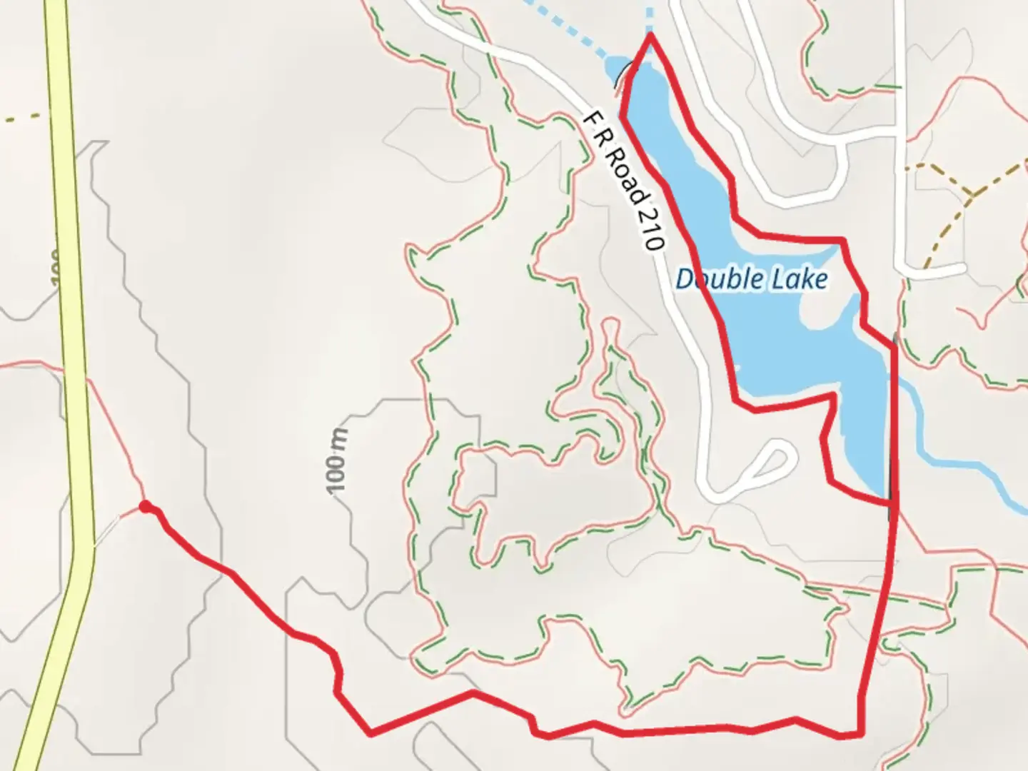 An image depicting the trail Double Lake Loop via Lone Star Hiking Trail and its surrounding area.