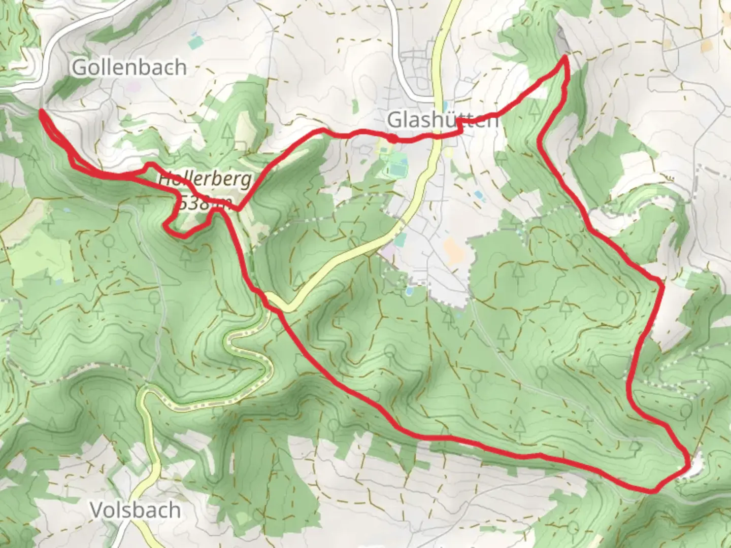 An image depicting the trail Glashuetten Hoehen Rundweg and its surrounding area.