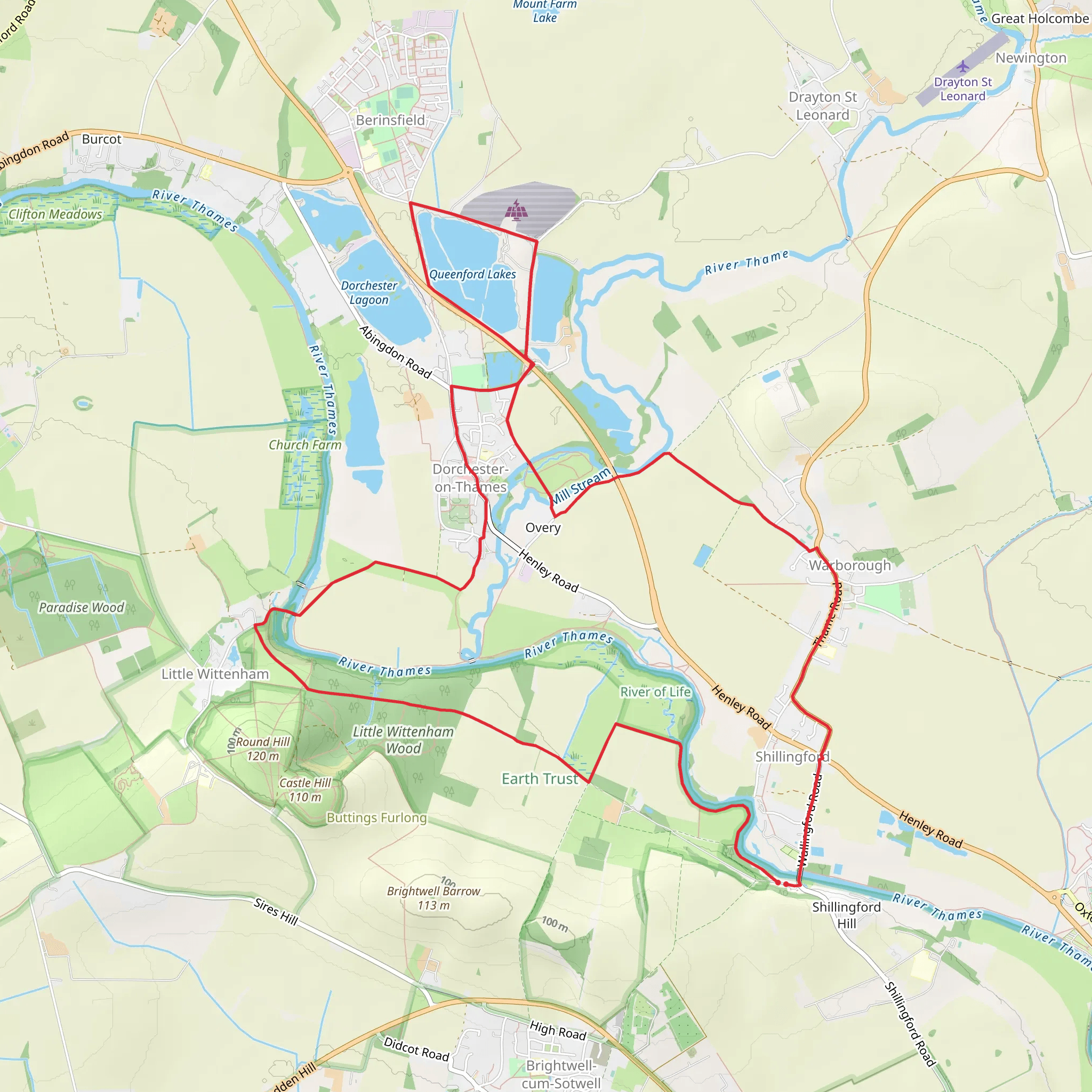 Shillingford to Dorchester on Thames Loop Walk mobile static map