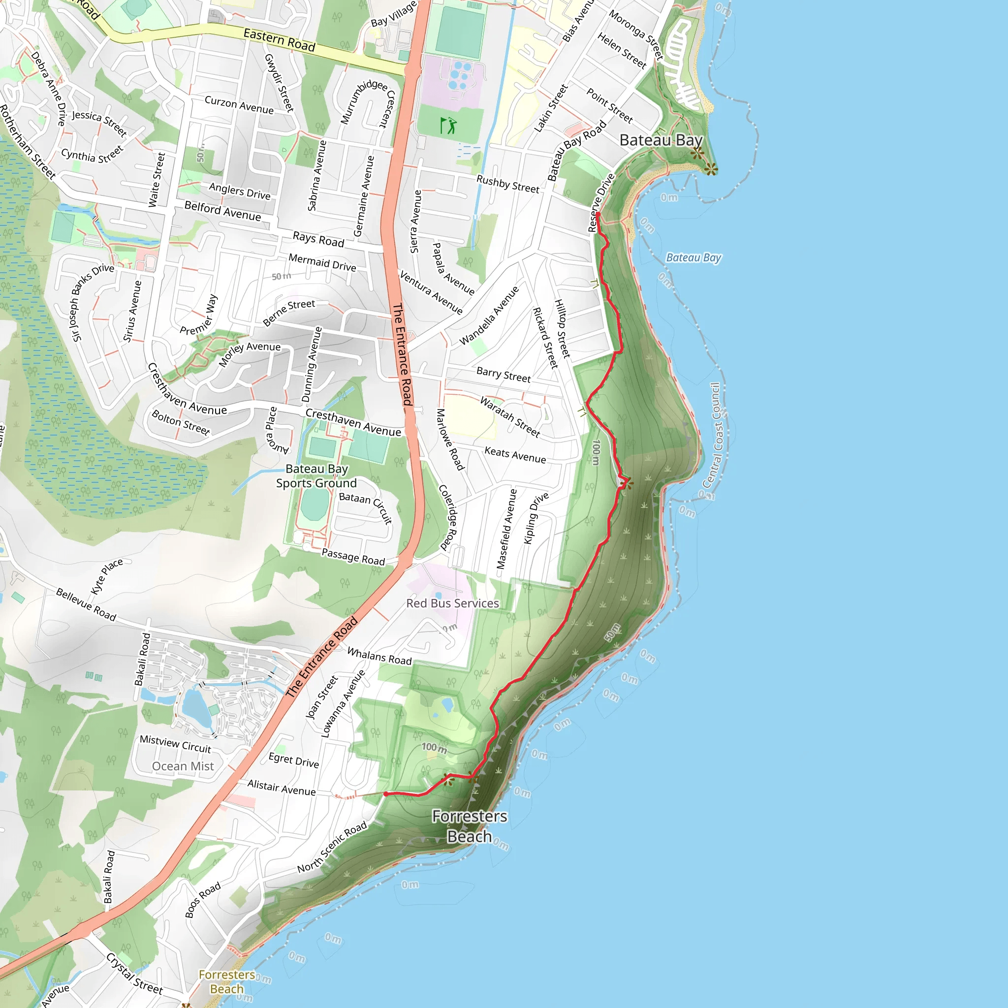 The Coast Walking Track mobile static map