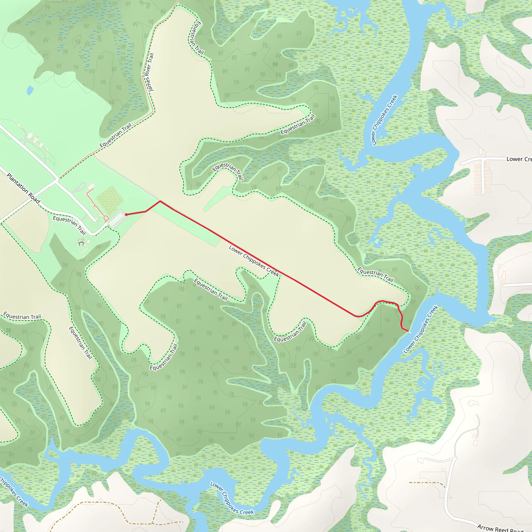 Lower Chippokes Creek Trail mobile static map