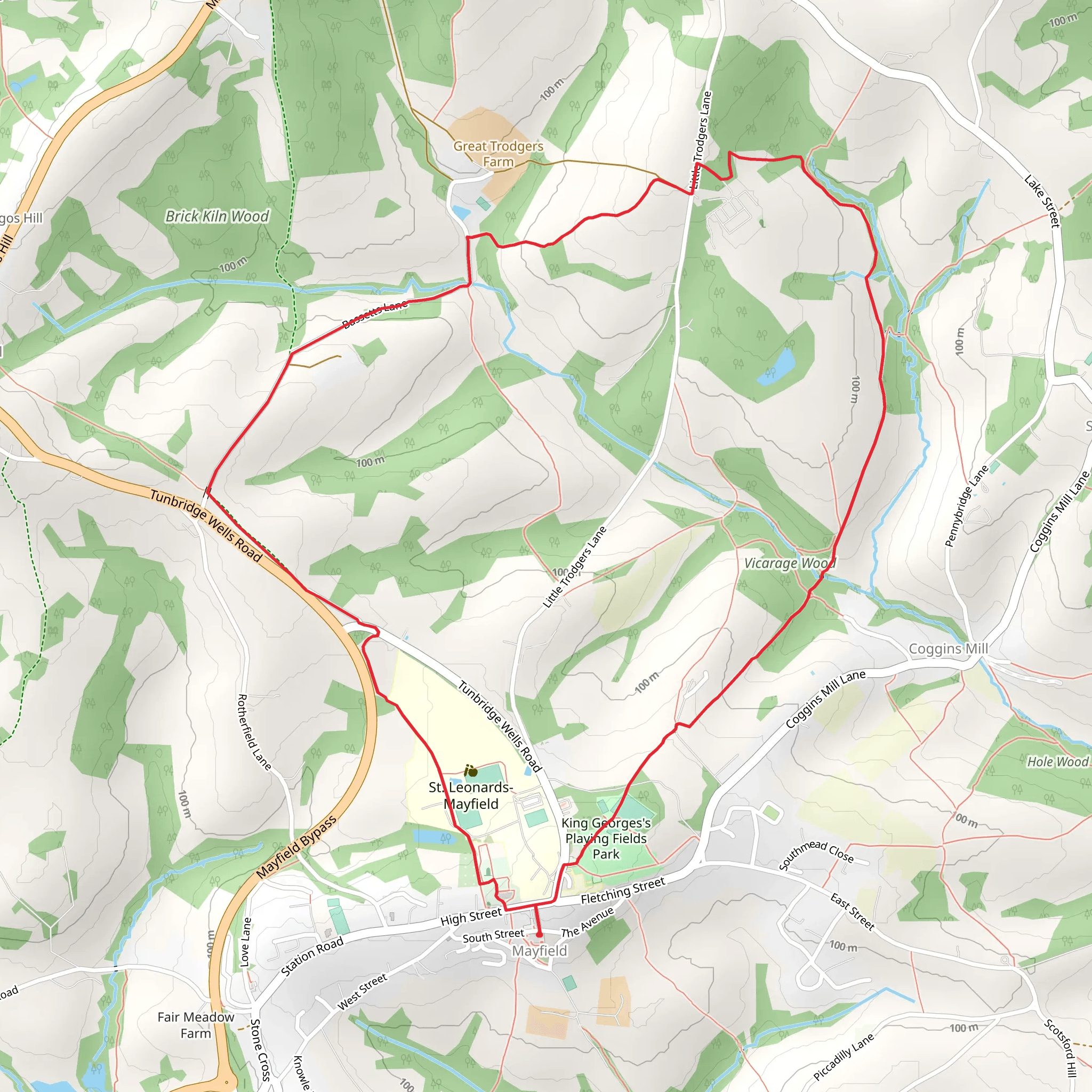 Vicarage Wood and Clay's Wood Loop mobile static map