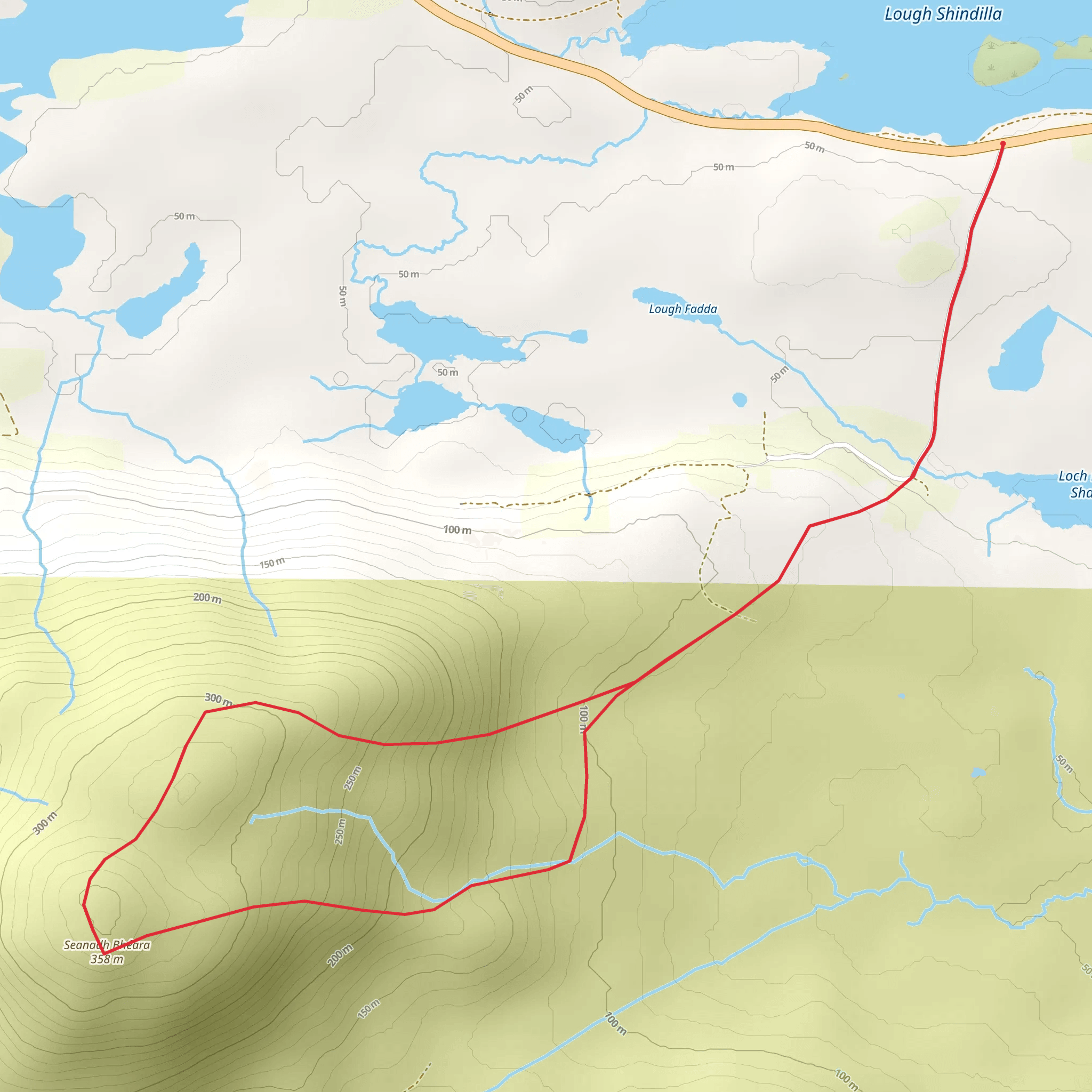 Seanadh Bhéara Hill Loop from Lough Shindilla mobile static map