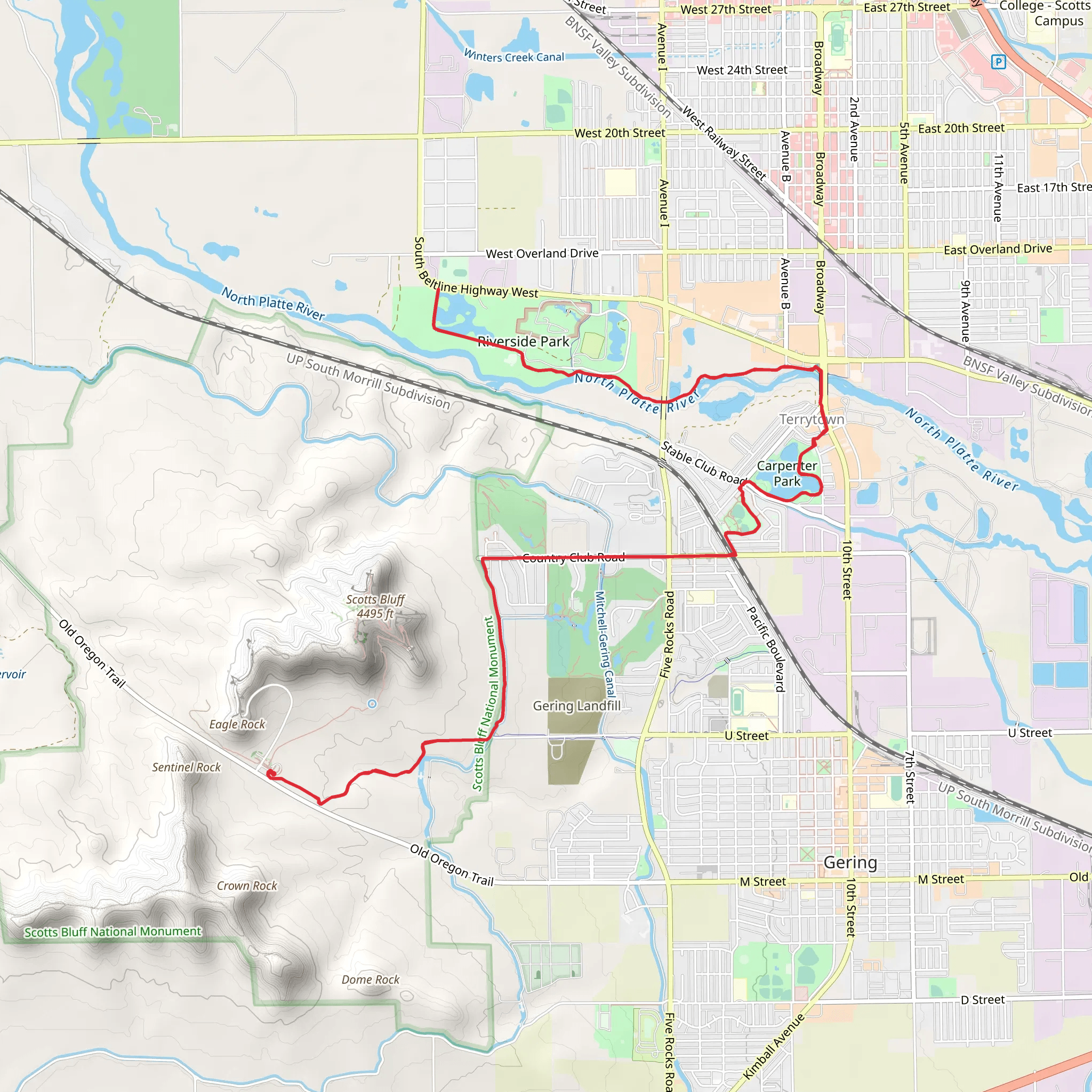 Terry's Lake via Monument Valley Pathway mobile static map