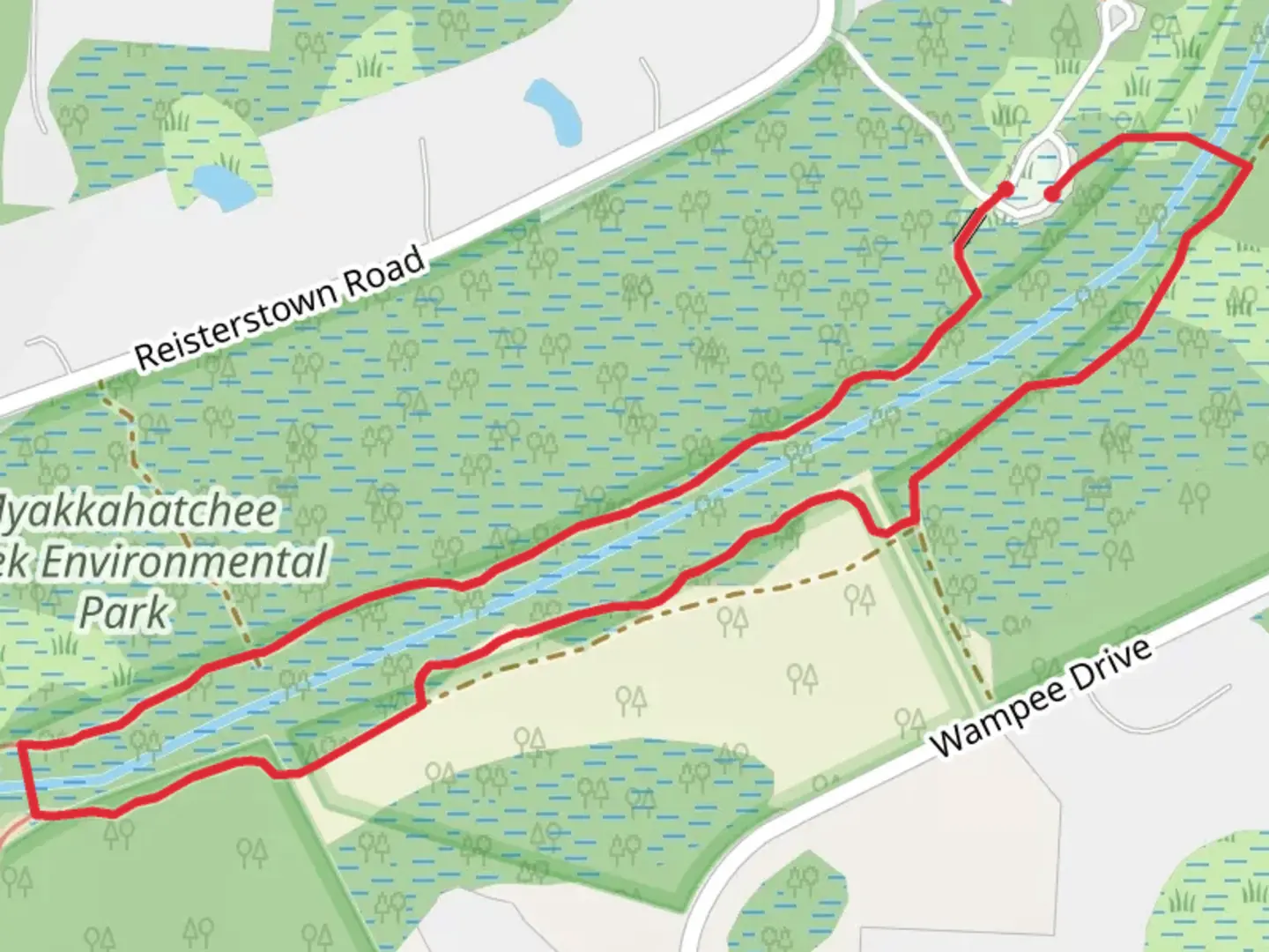 An image depicting the trail Myakkahatchee Creek Environmental Park Loop and its surrounding area.