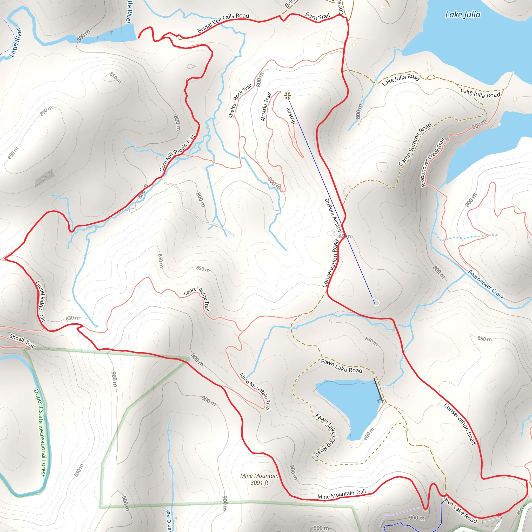 Mine Mountain Loop via Airstrip Trail mobile static map