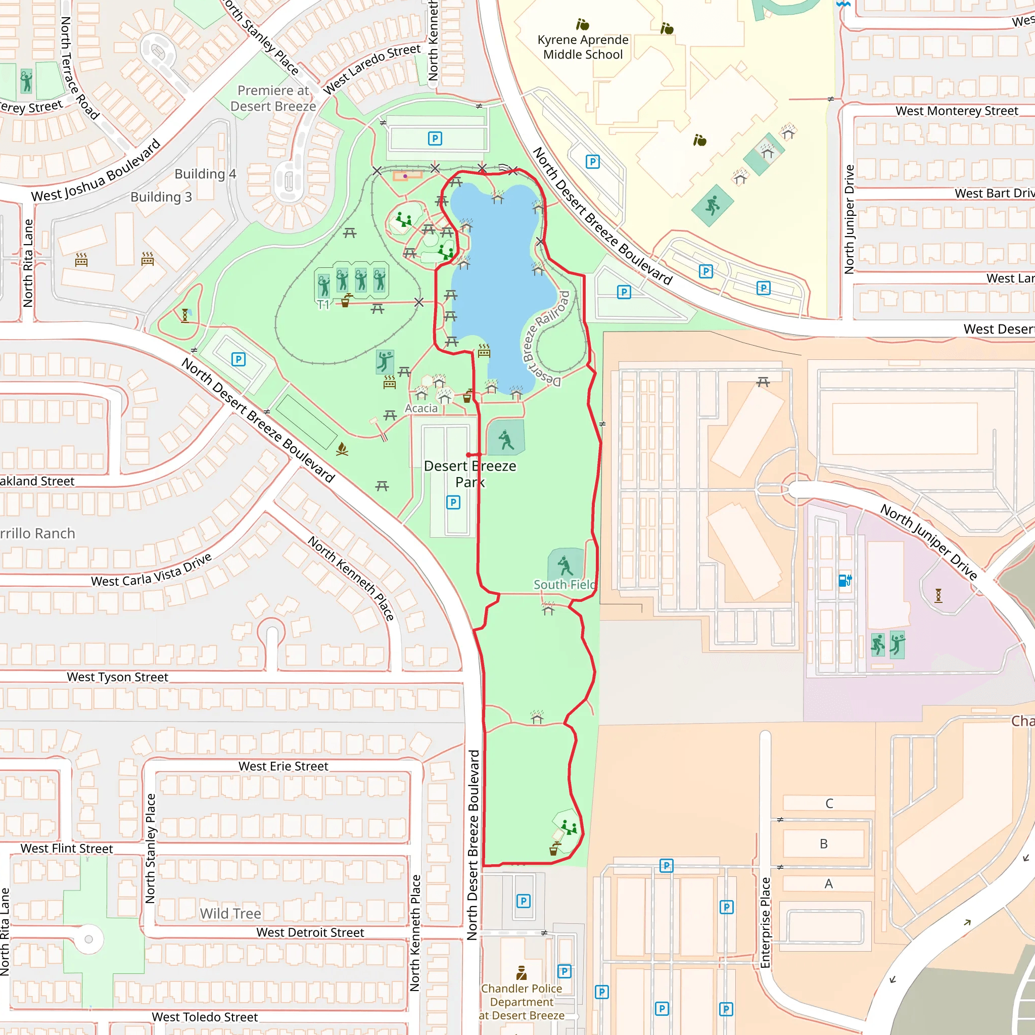 Desert Breeze Park and Lake Loop mobile static map