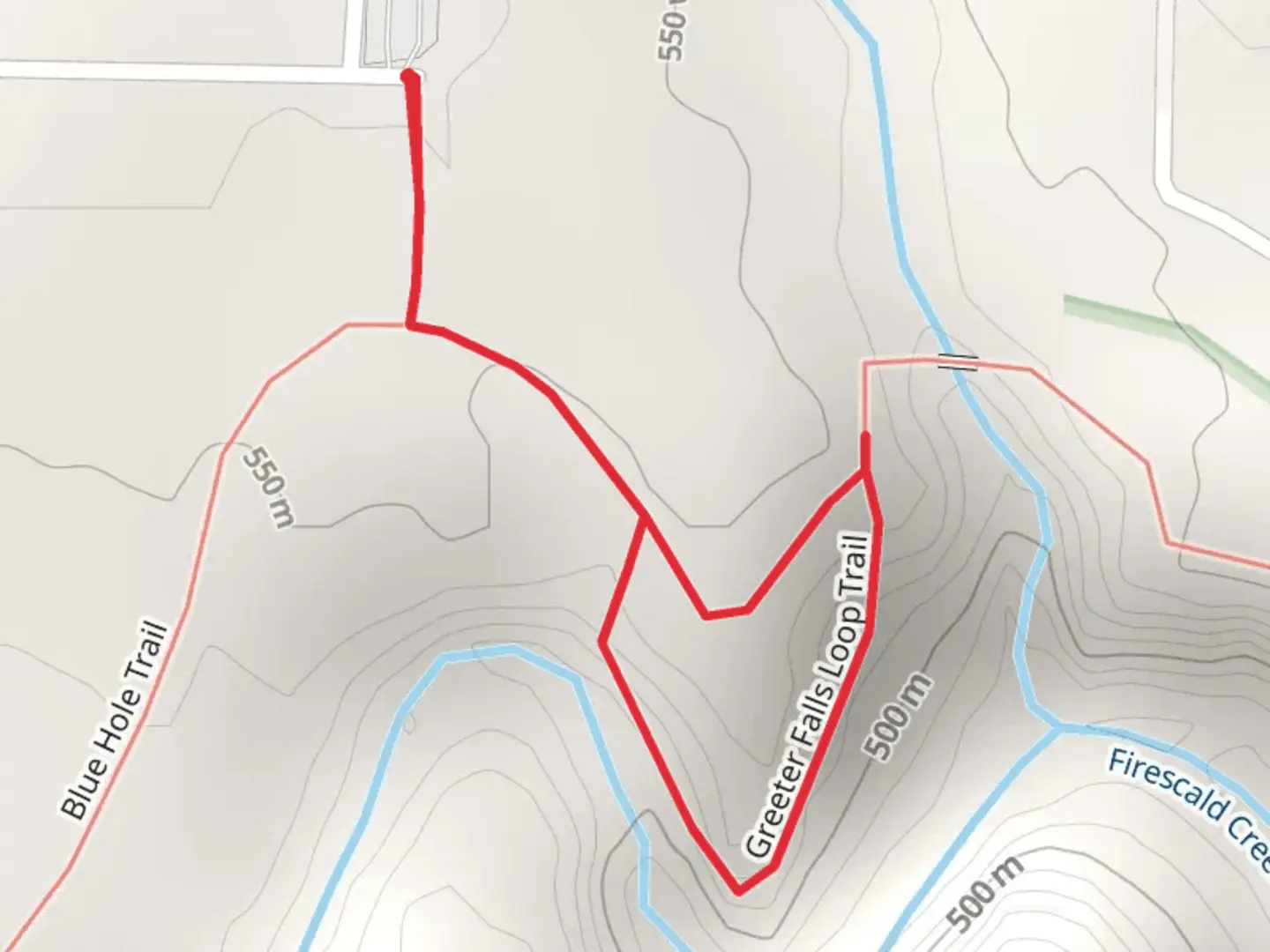 An image depicting the trail Greeter Falls Loop and its surrounding area.