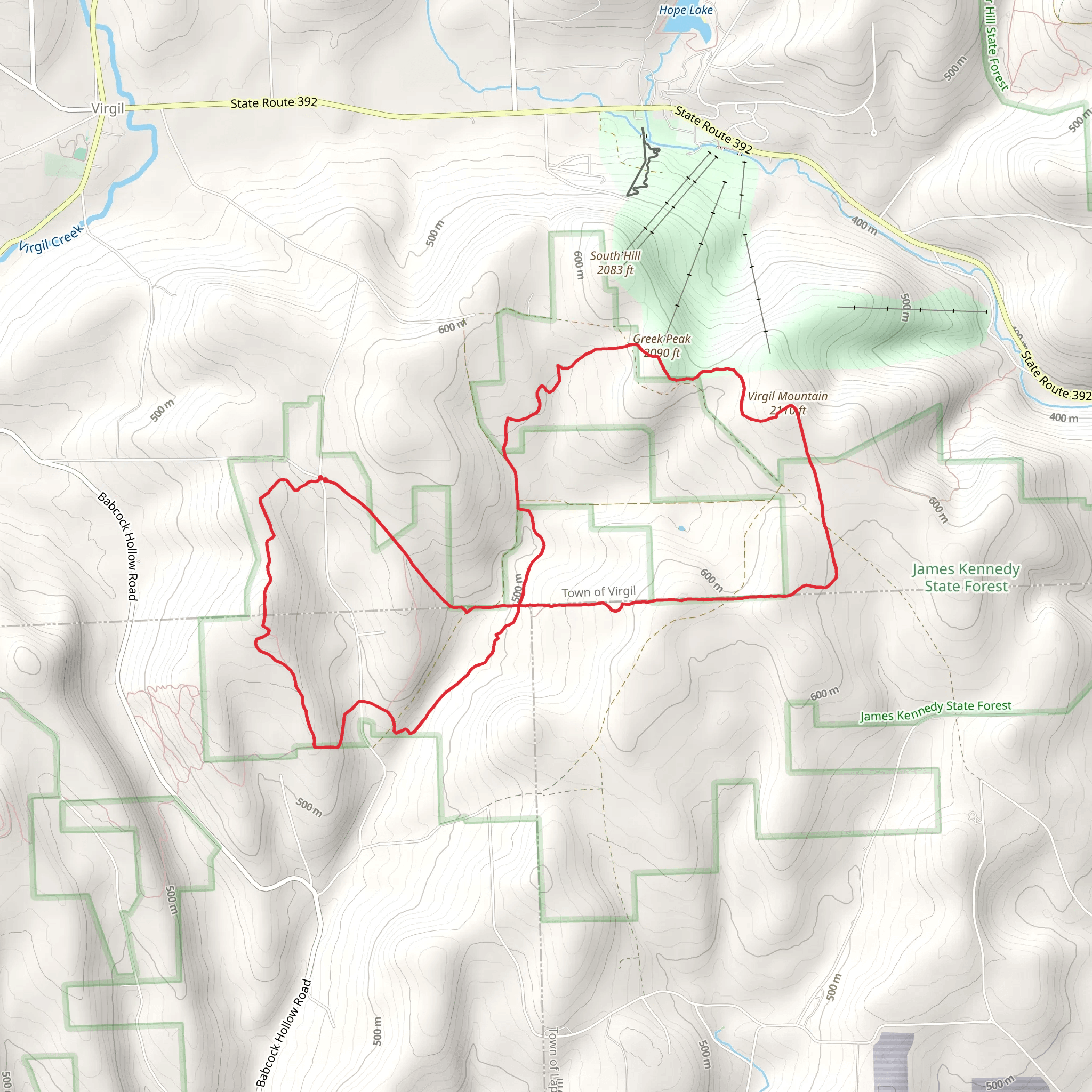 Virgil Mountain Loop from Hauck Hill Road mobile static map