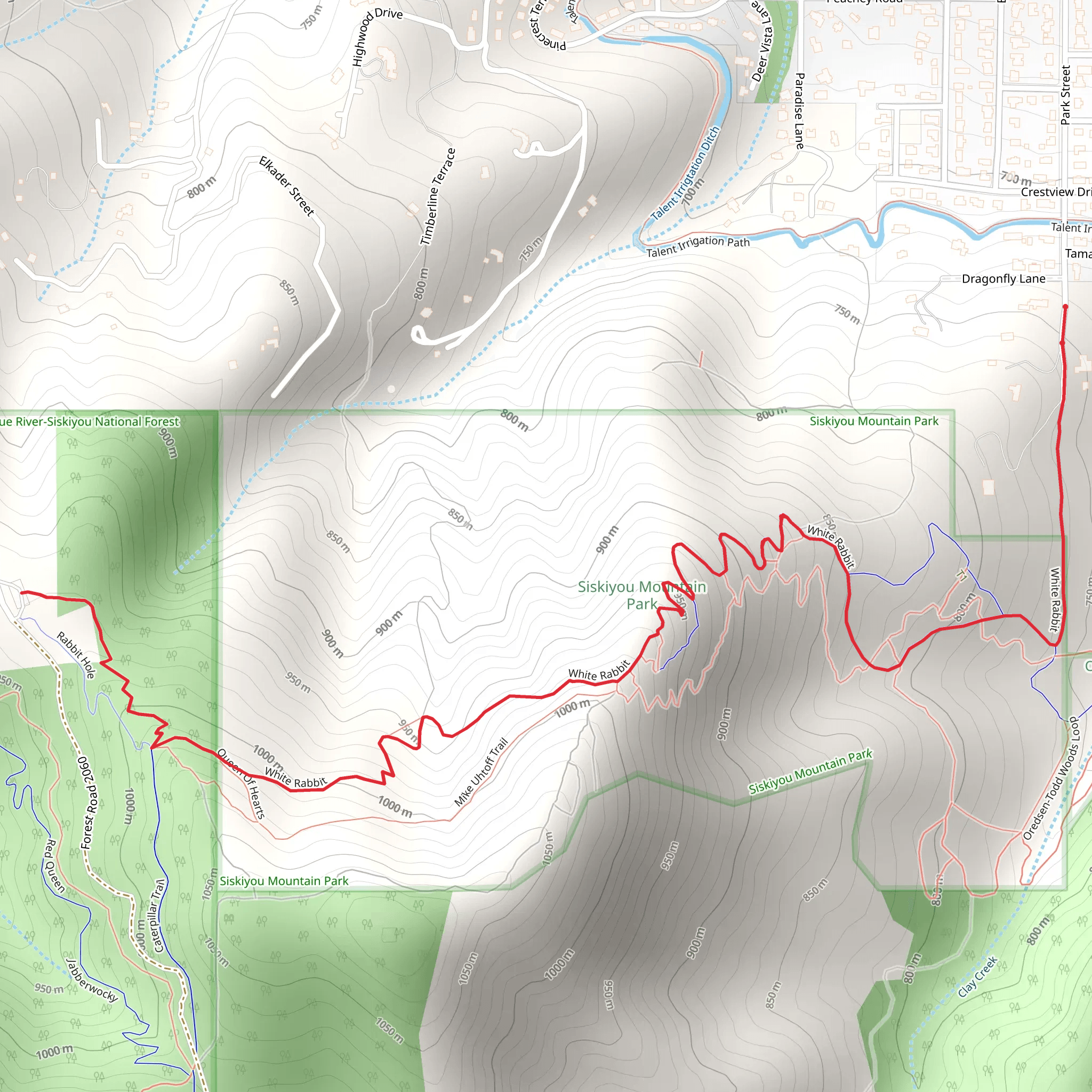 Siskiyou Mountain Park - White Rabbit Trail mobile static map