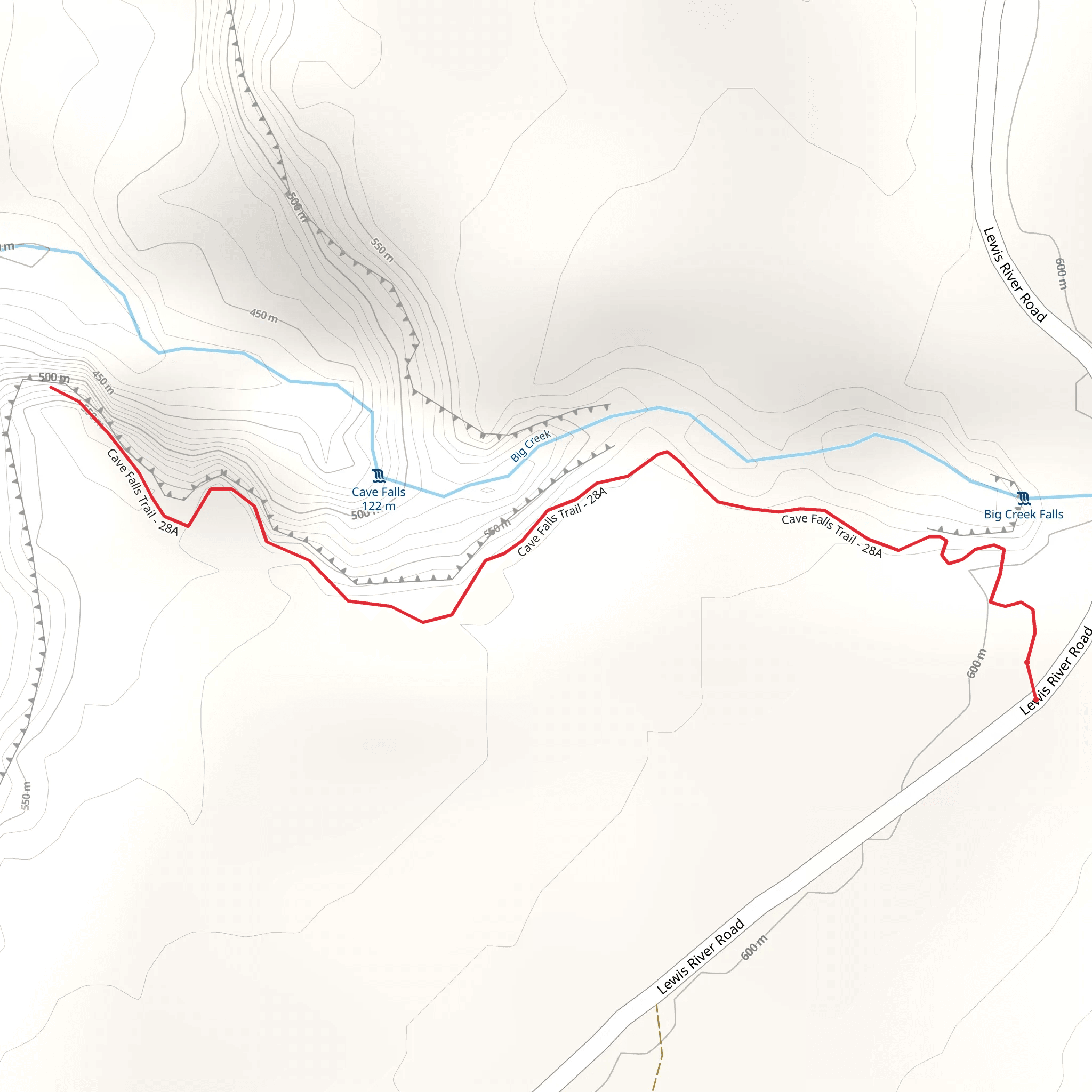 Cave Falls Trail mobile static map