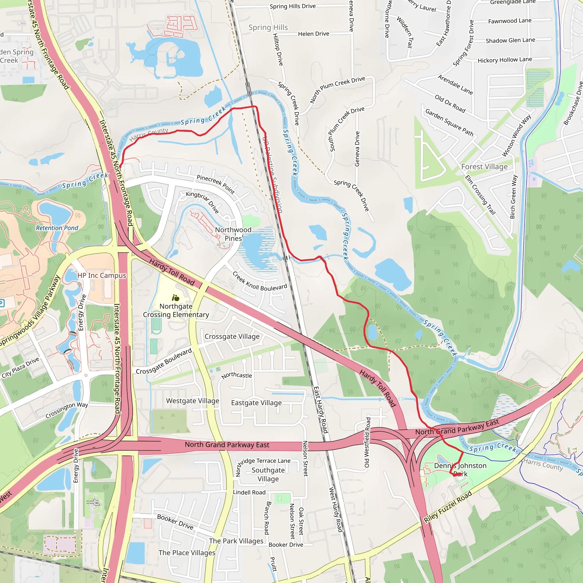 Spring Creek Greenway Trail - Short mobile static map