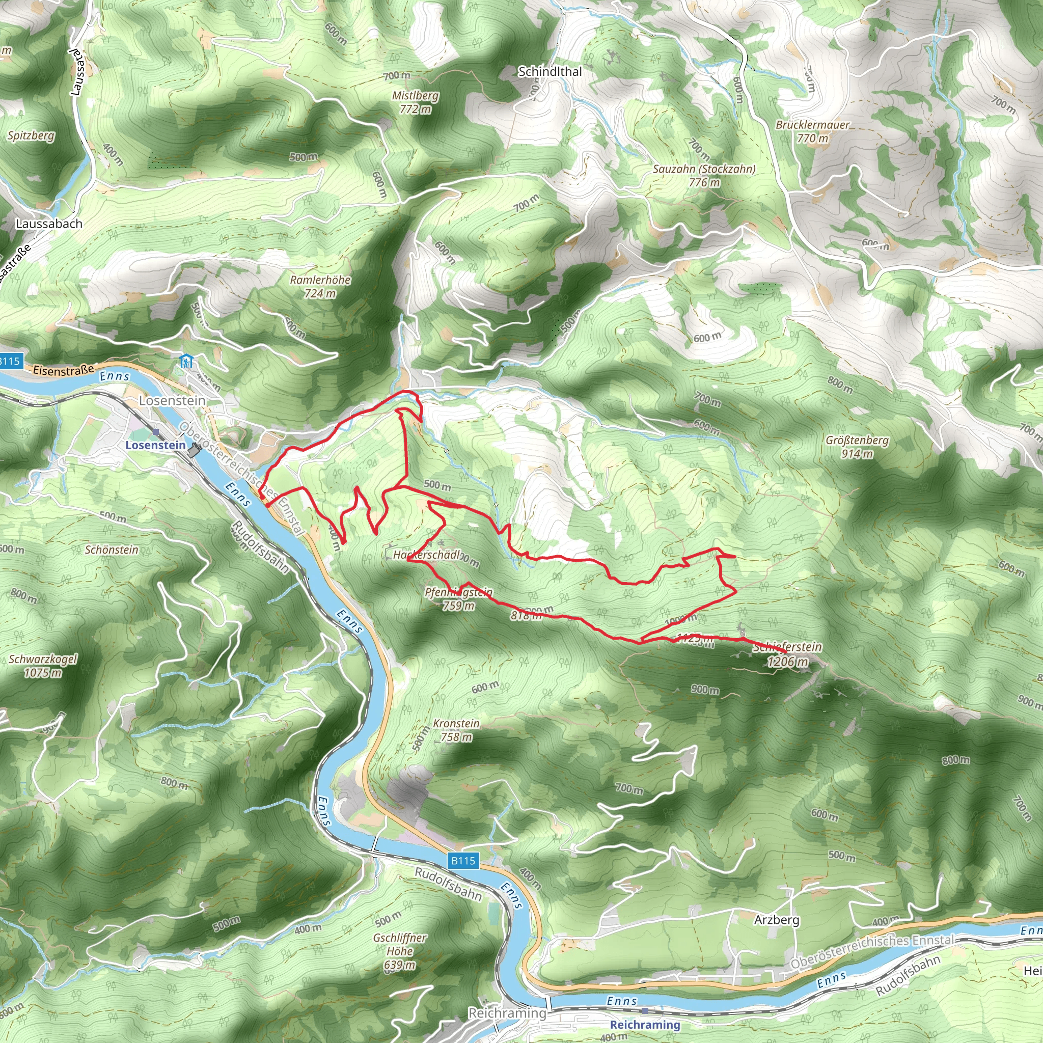 Schieferstein via Losenstein mobile static map