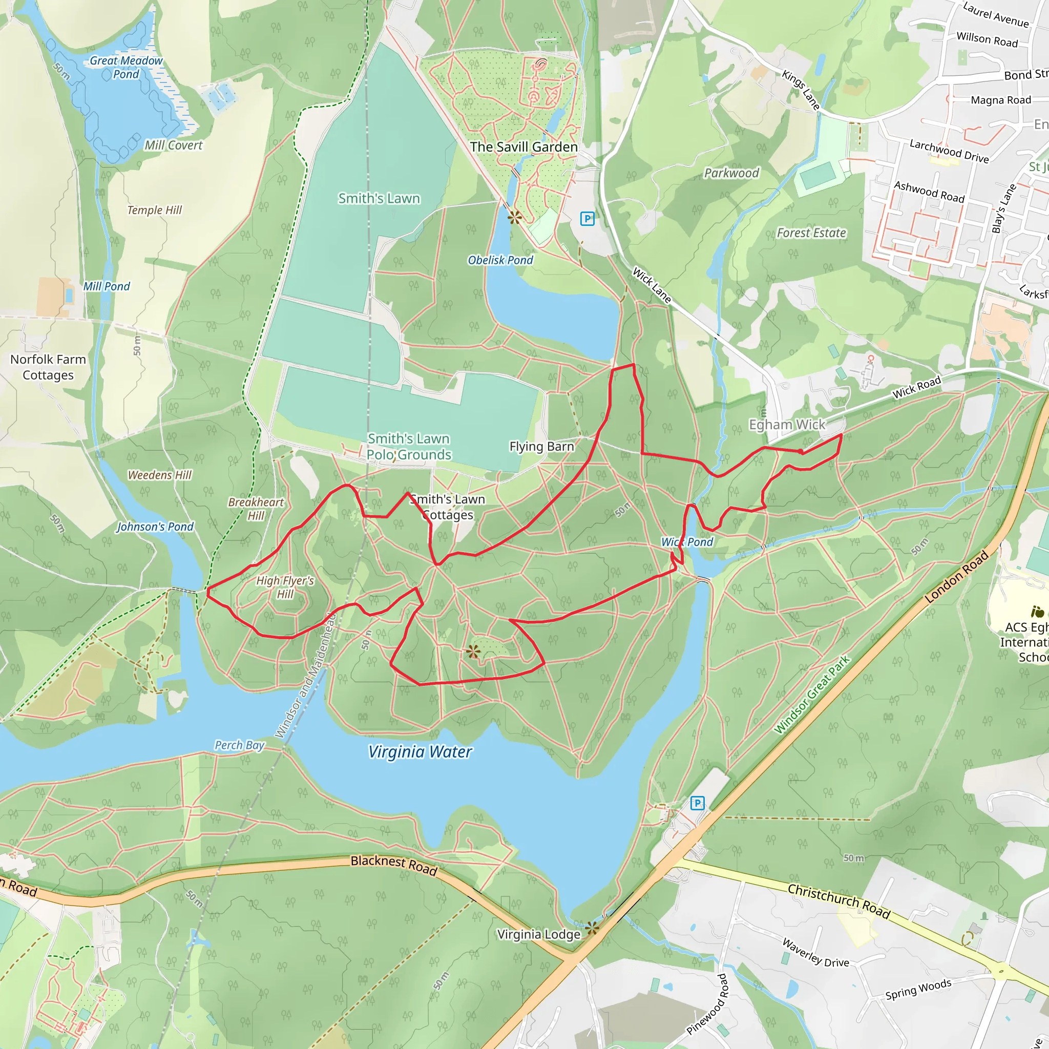 Valley Gardens Loop mobile static map