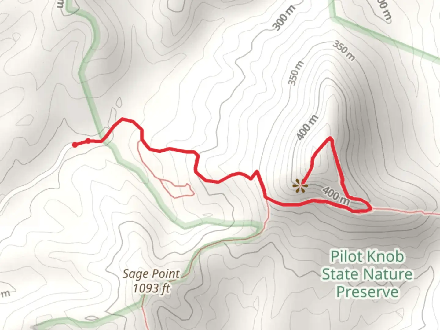 An image depicting the trail Pilot Knob via Pilot's Knob State Park Parking and its surrounding area.
