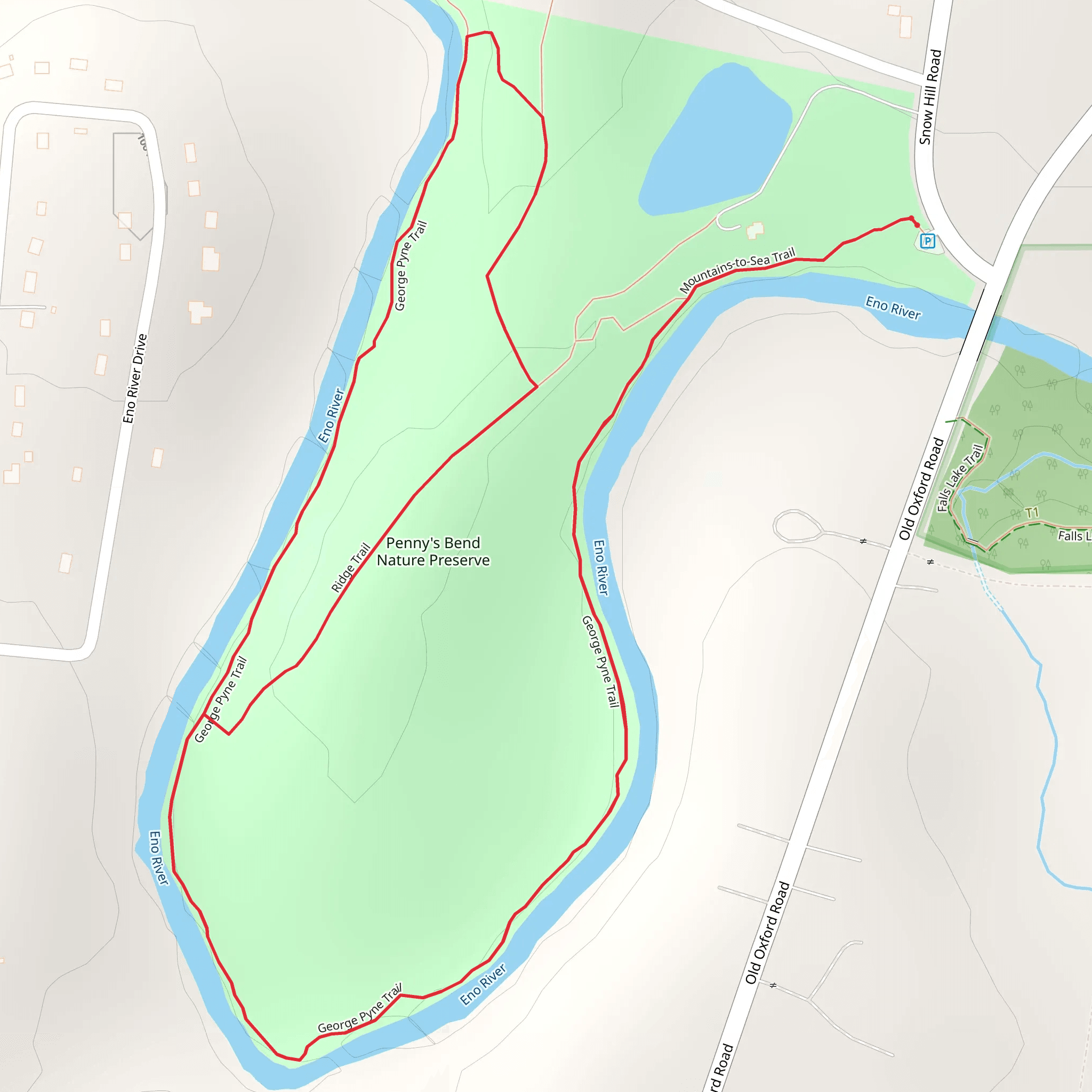 Eno River via George Pyne Trail and Ridge Trail mobile static map