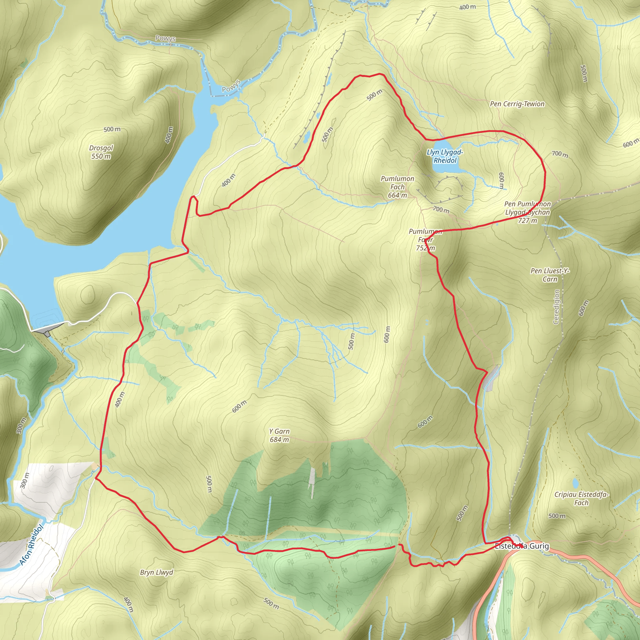 Plynlimon and Nant-y-Moch Reservoir mobile static map
