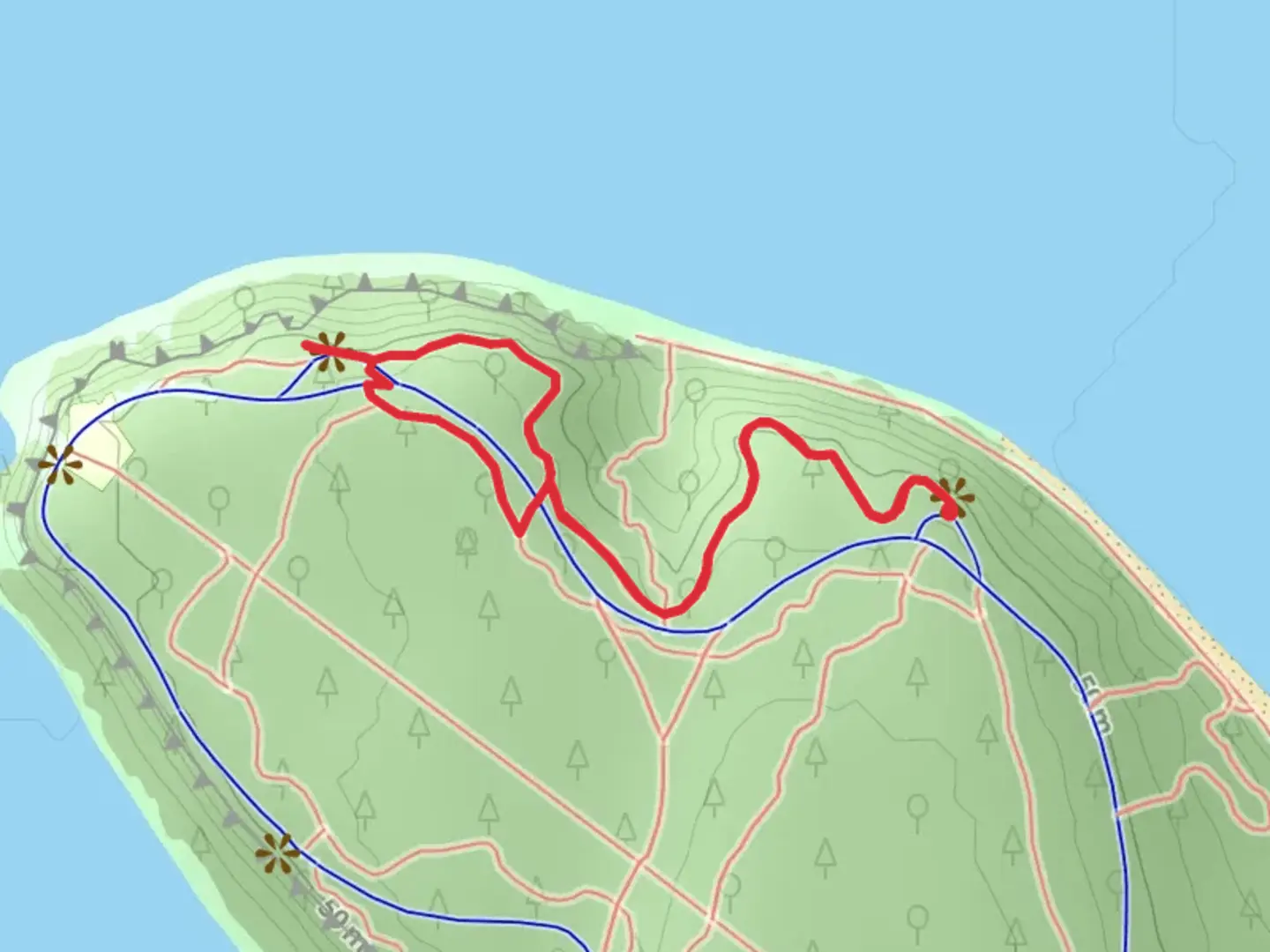 An image depicting the trail Inside Loop Trail and Outside loop Trail - Blue and its surrounding area.