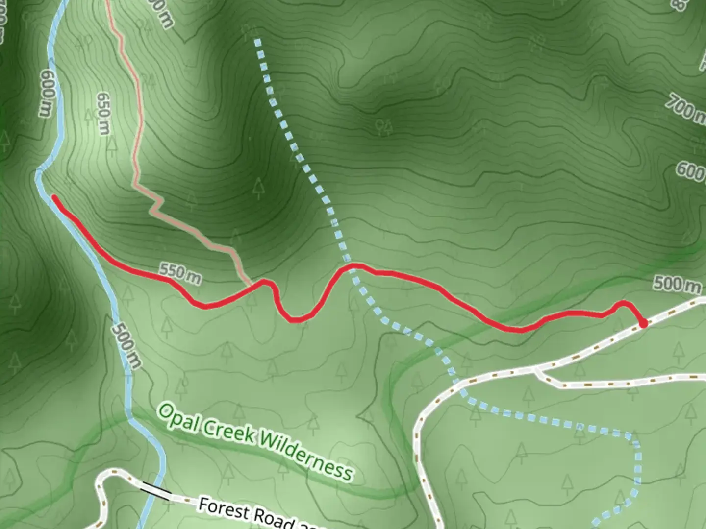 An image depicting the trail Henline Creek and its surrounding area.