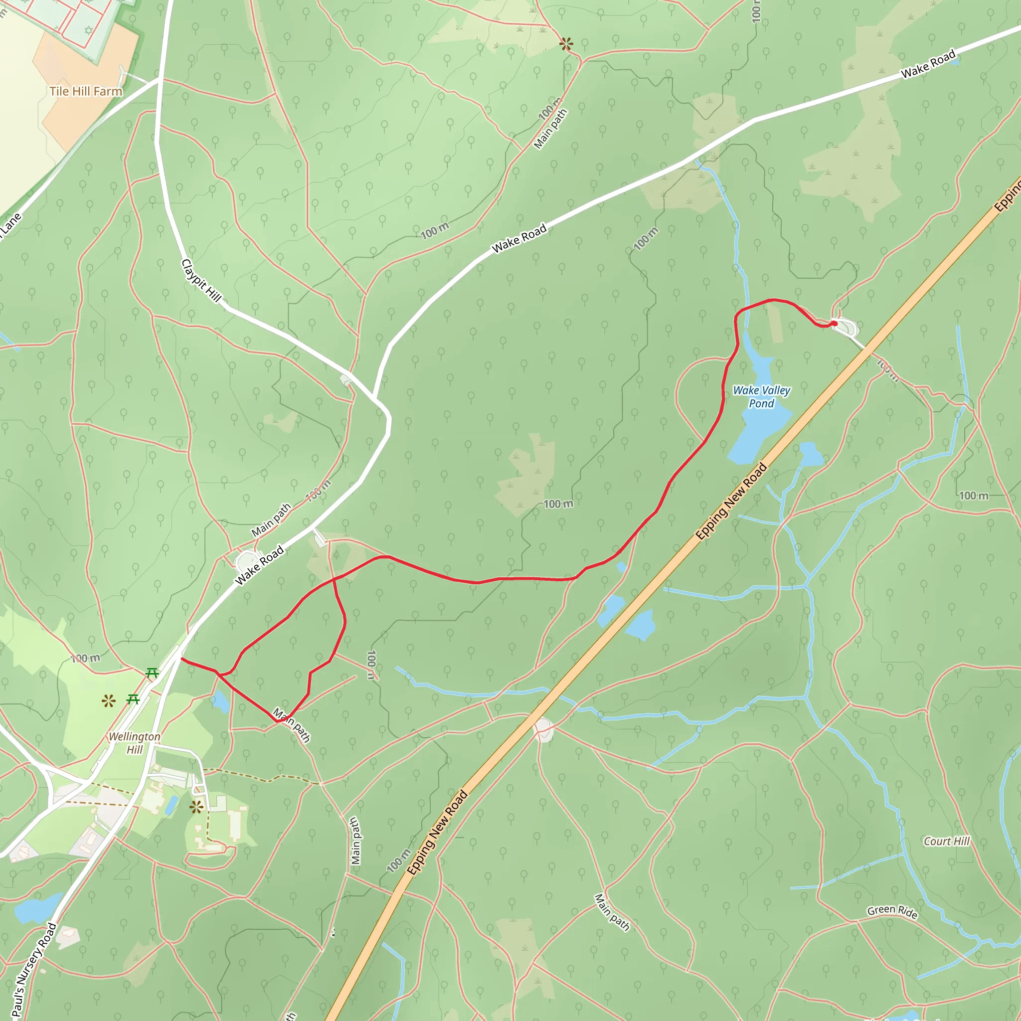 Wake Valley Pond and Rushey Plain Loop mobile static map