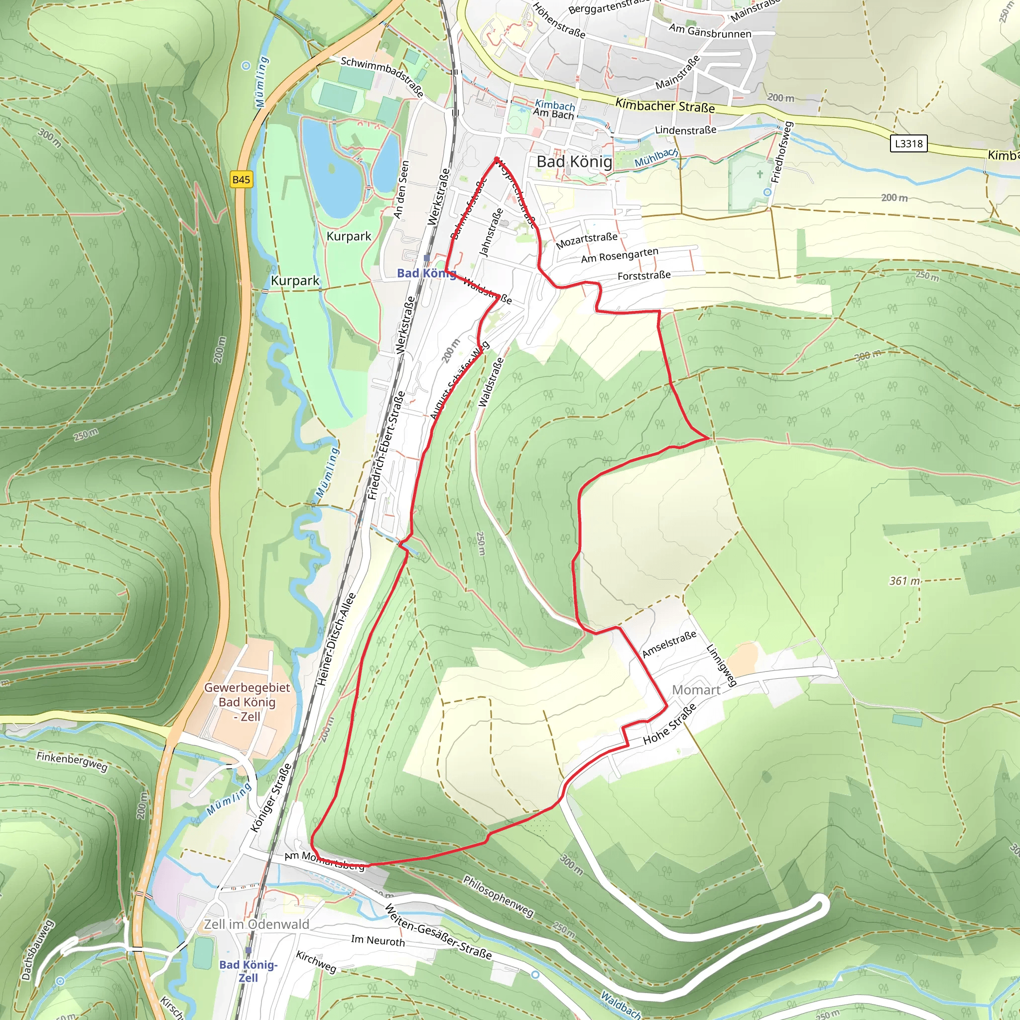 Jugenheim Laudenbach and Hessenweg mobile static map