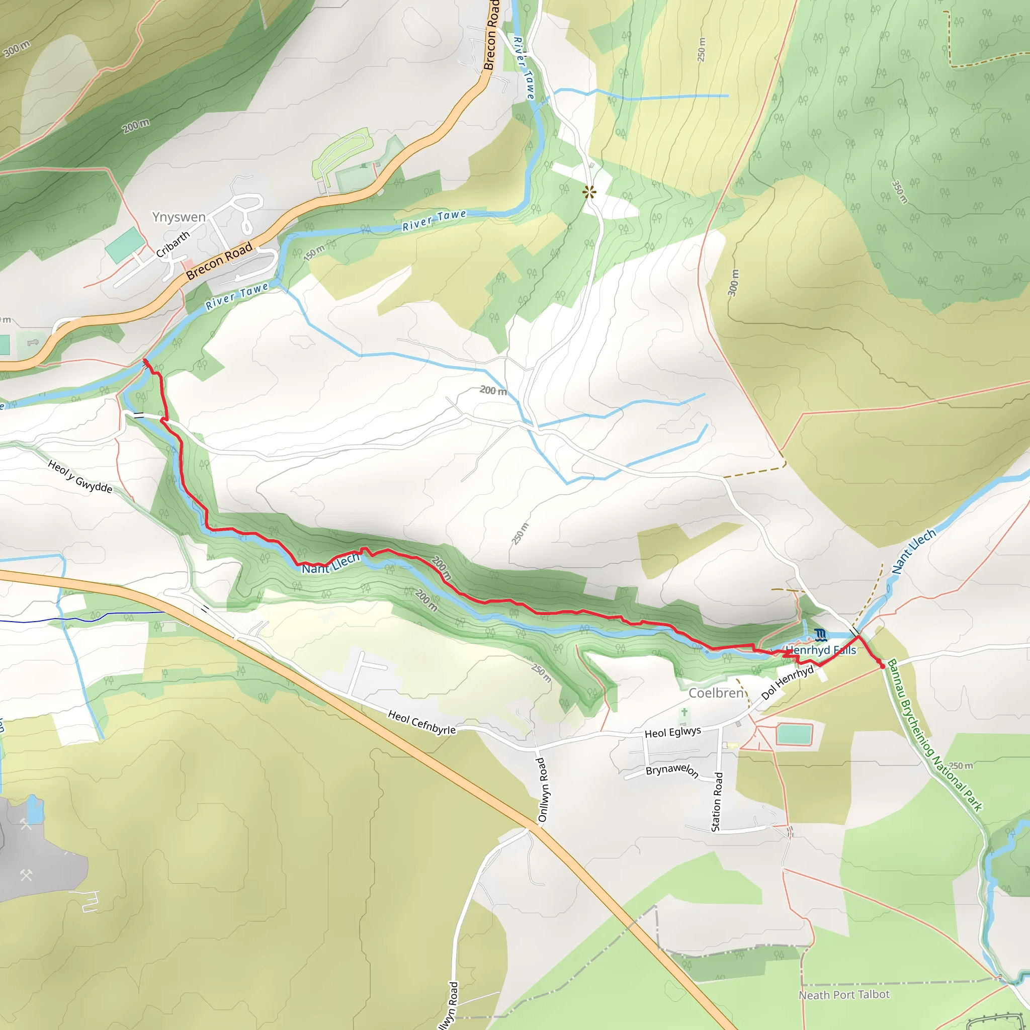 Henrhyd Falls Walk mobile static map