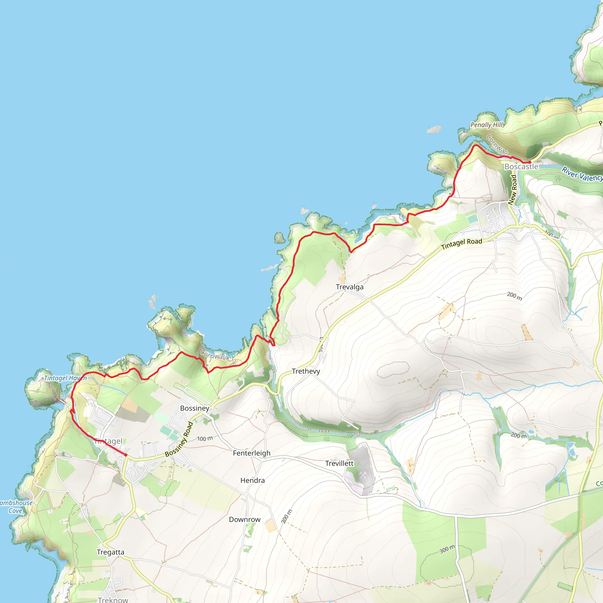 Boscastle to Tintagel Walk mobile static map