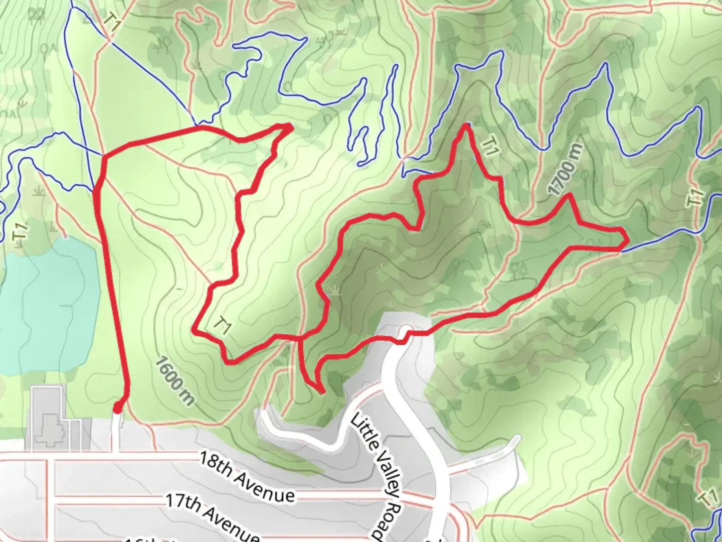 An image depicting the trail Meadow Trail and Terrace Hills East Trail and its surrounding area.