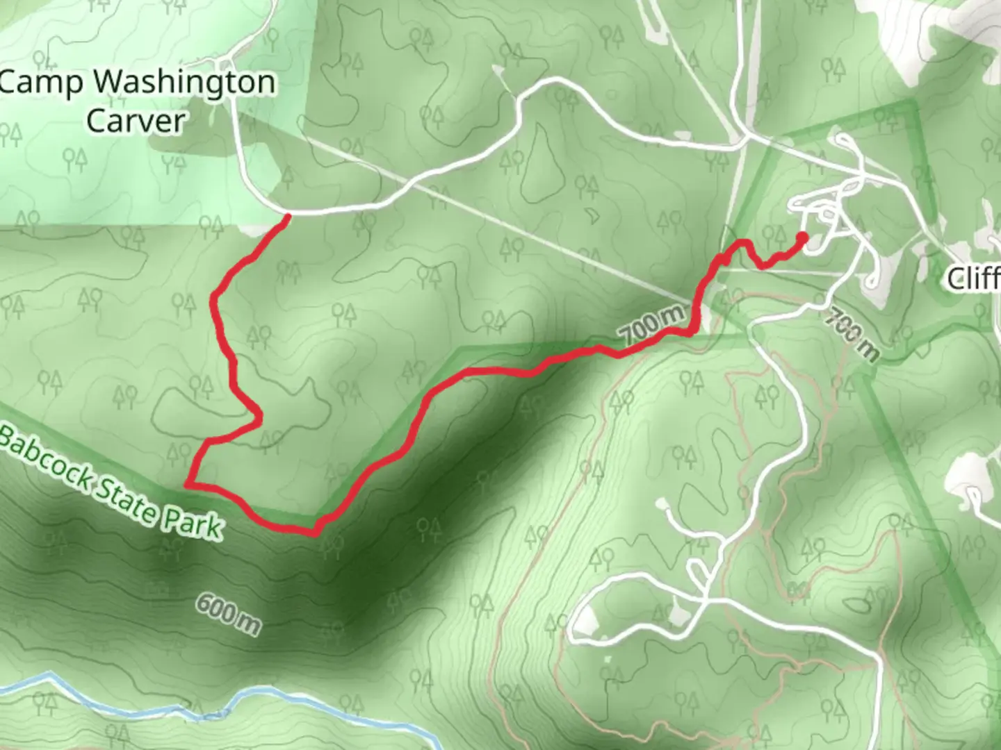 An image depicting the trail Manns Creek Gorge Trail and its surrounding area.