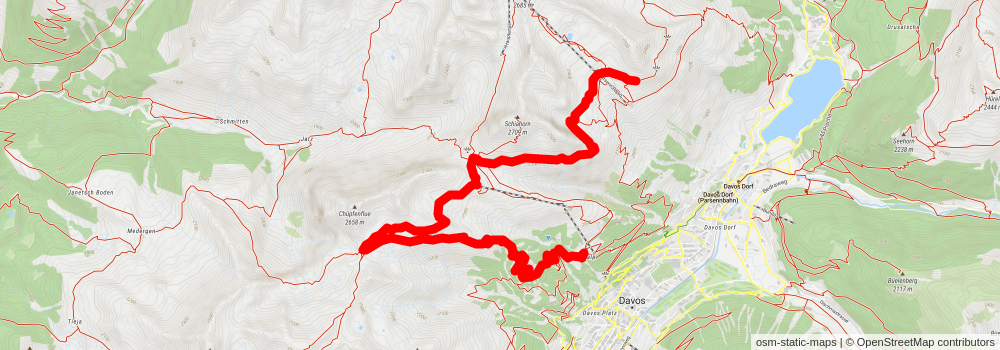 Davos Panoramaweg - Gotschnagrat to Schatzalp Trail stage 2 Map