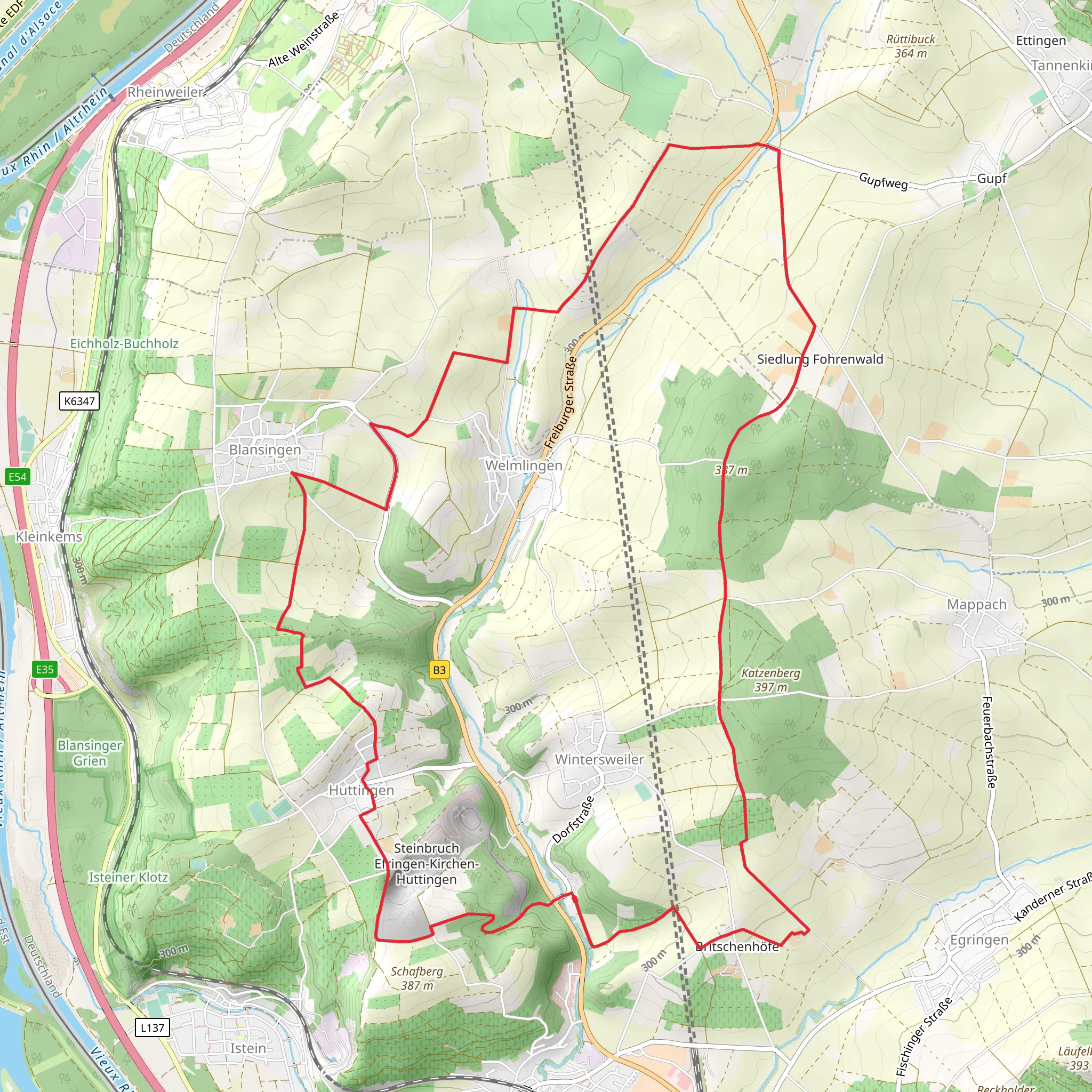 Huttingen Loop mobile static map