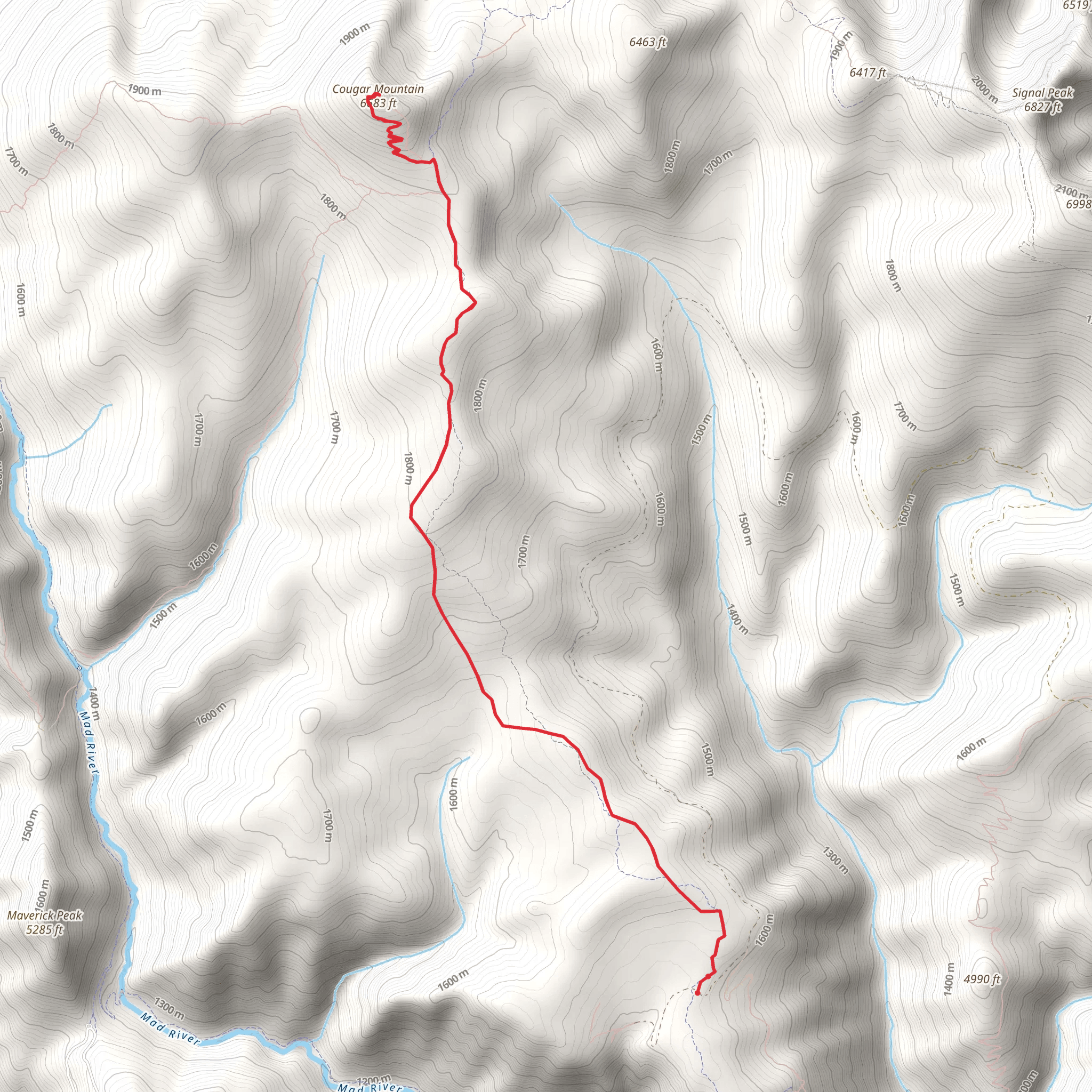 Cougar Mountain Viewpoint via Cougar Ridge Trail mobile static map