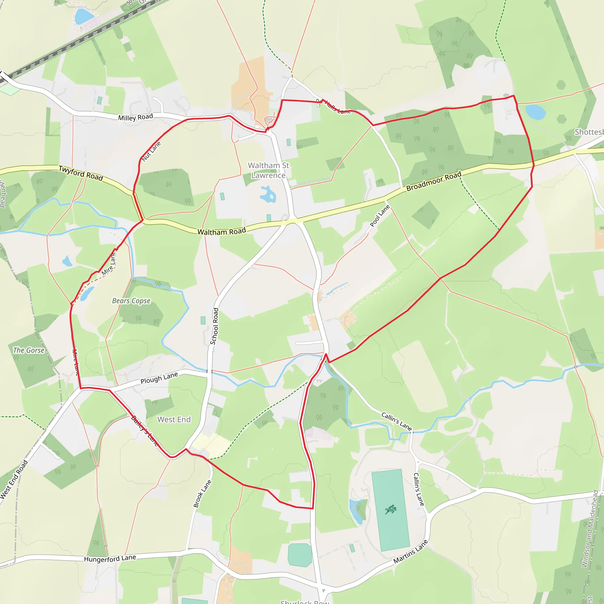 Waltham St Lawrence Loop mobile static map