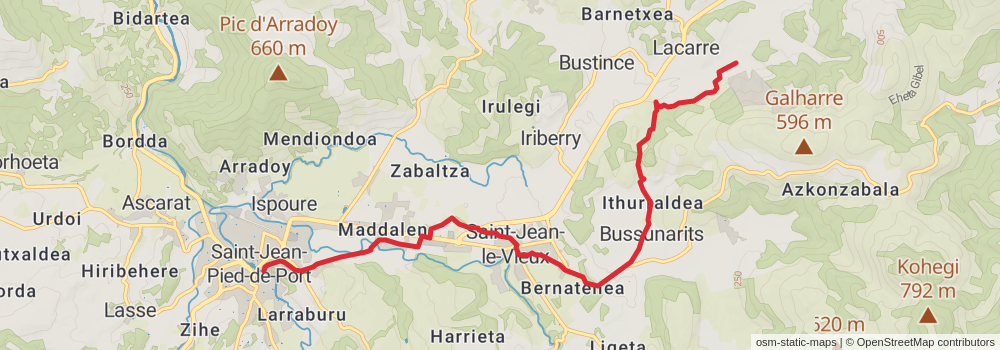 Camino Strasbourg-Saint Jean Pied de Port via Le Puy stage 84 Map