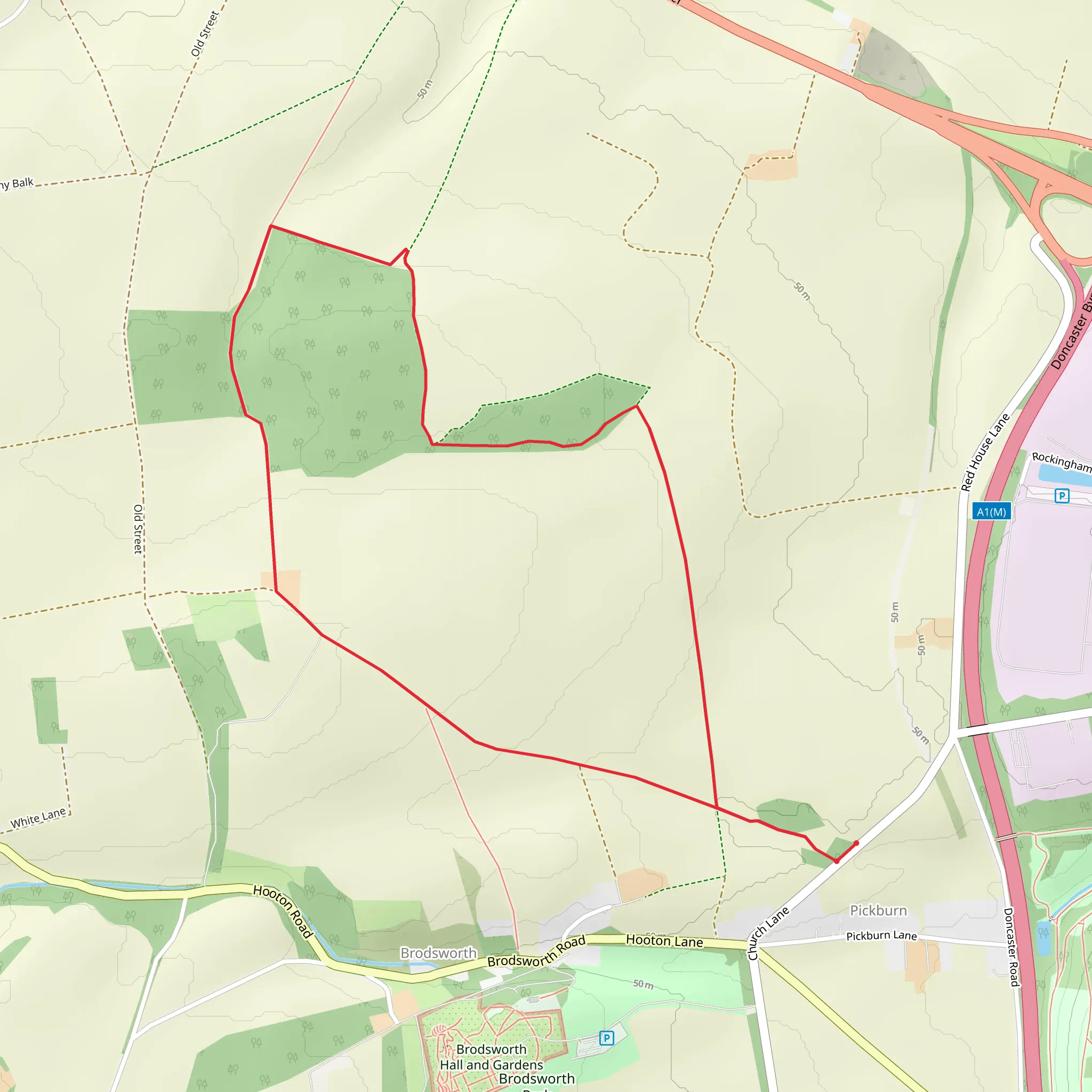 Green Hills and Hampole Wood Loop mobile static map