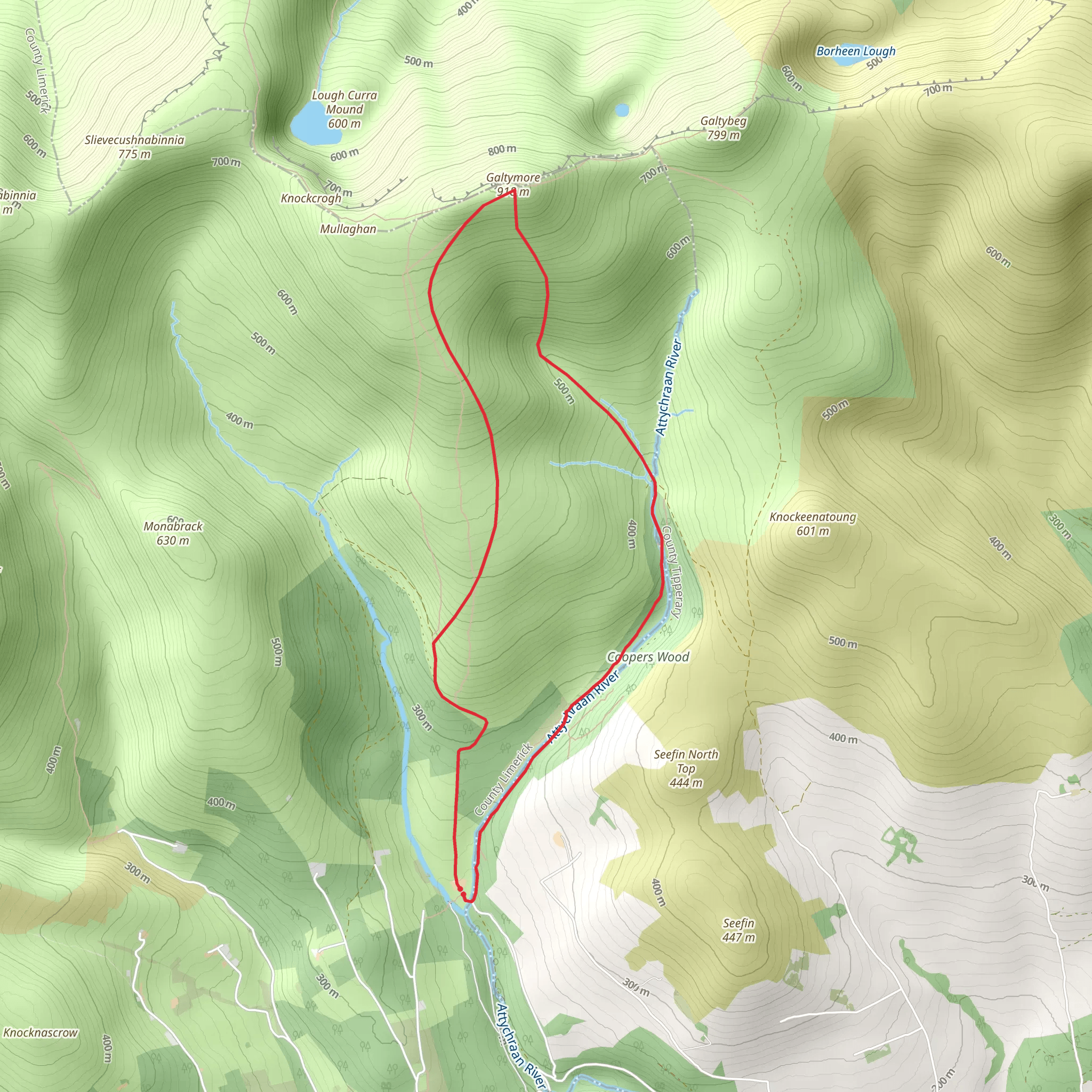 Galtymore Loop from Kings Yard mobile static map