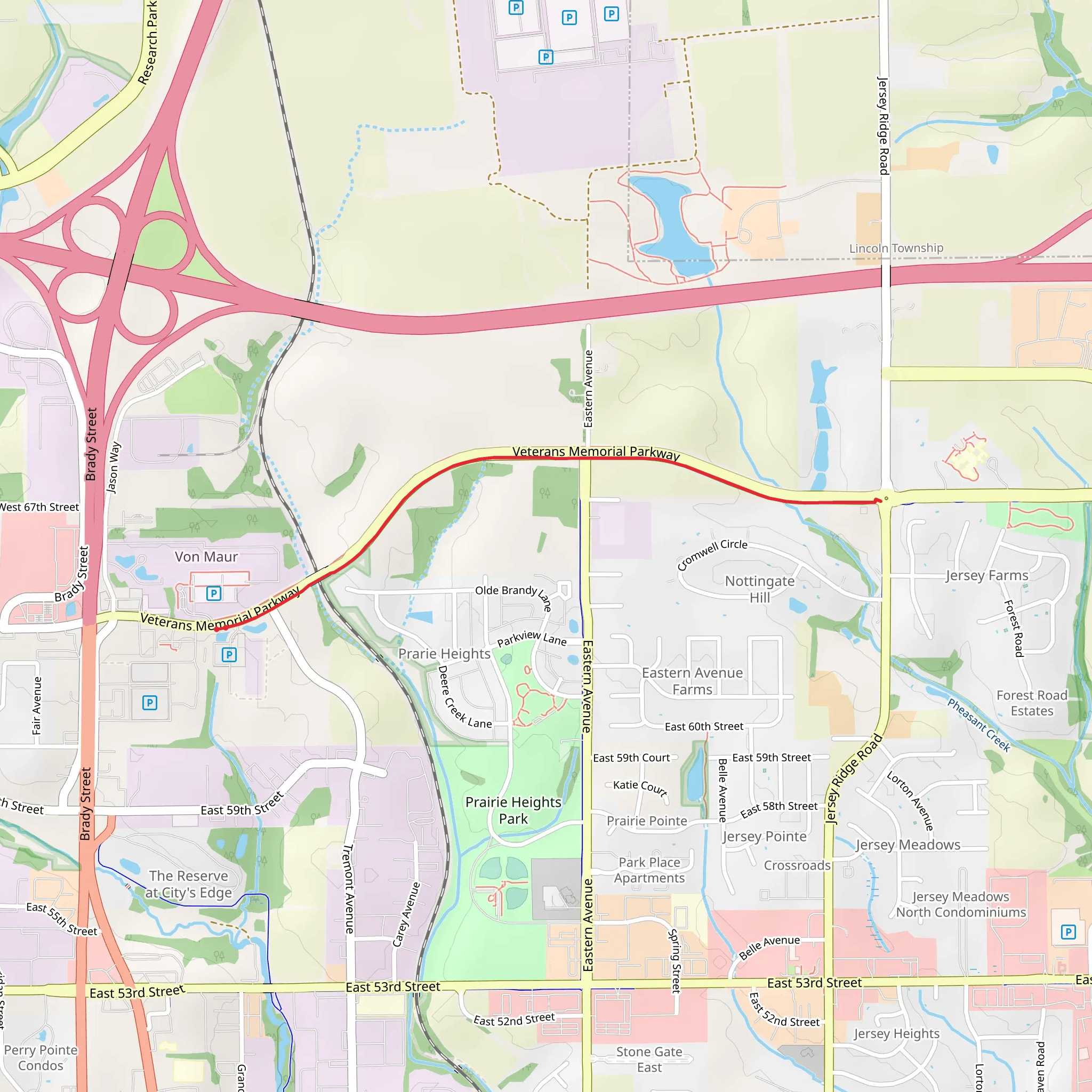 Veterans Memorial Parkway mobile static map
