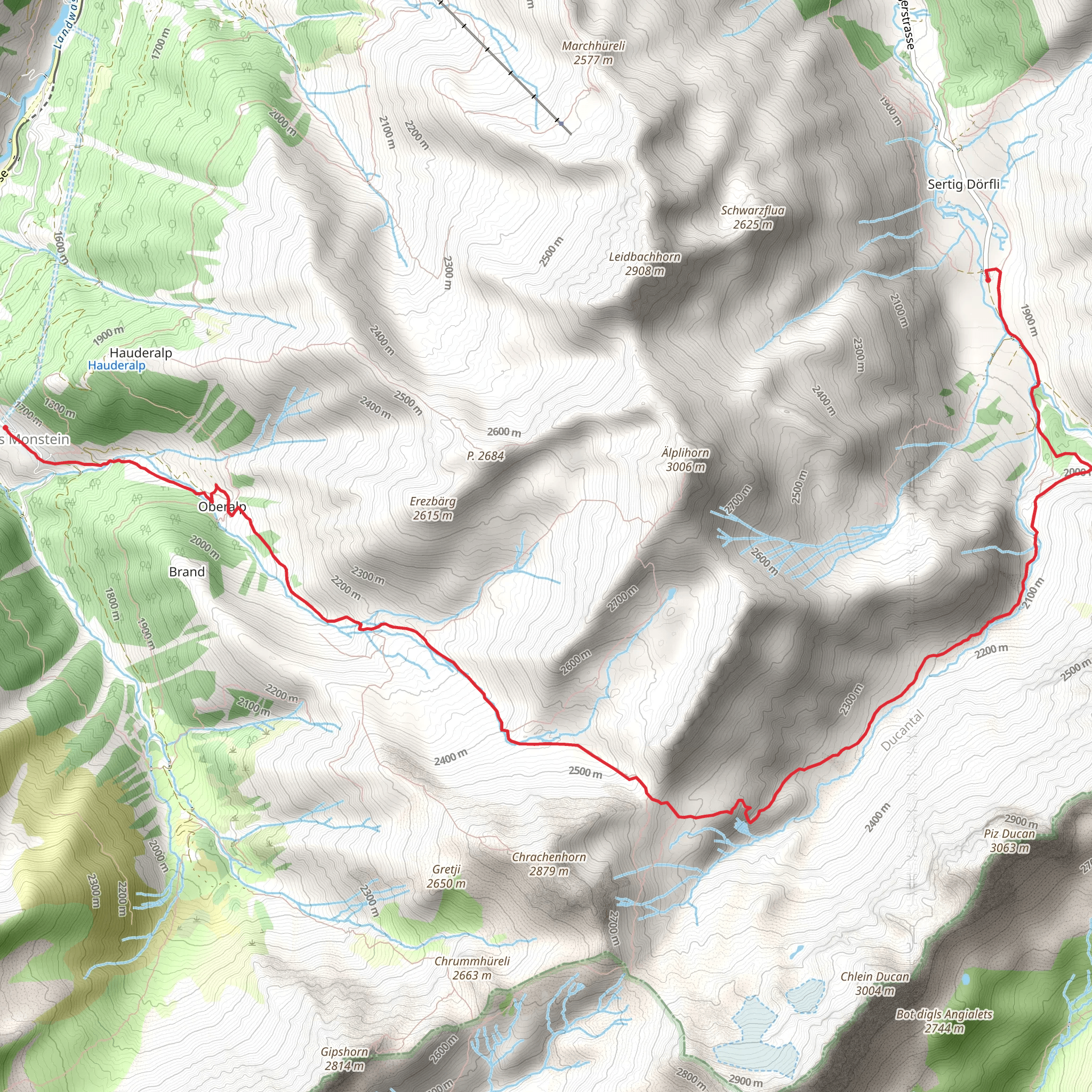 Sertig to Monstein Trail mobile static map