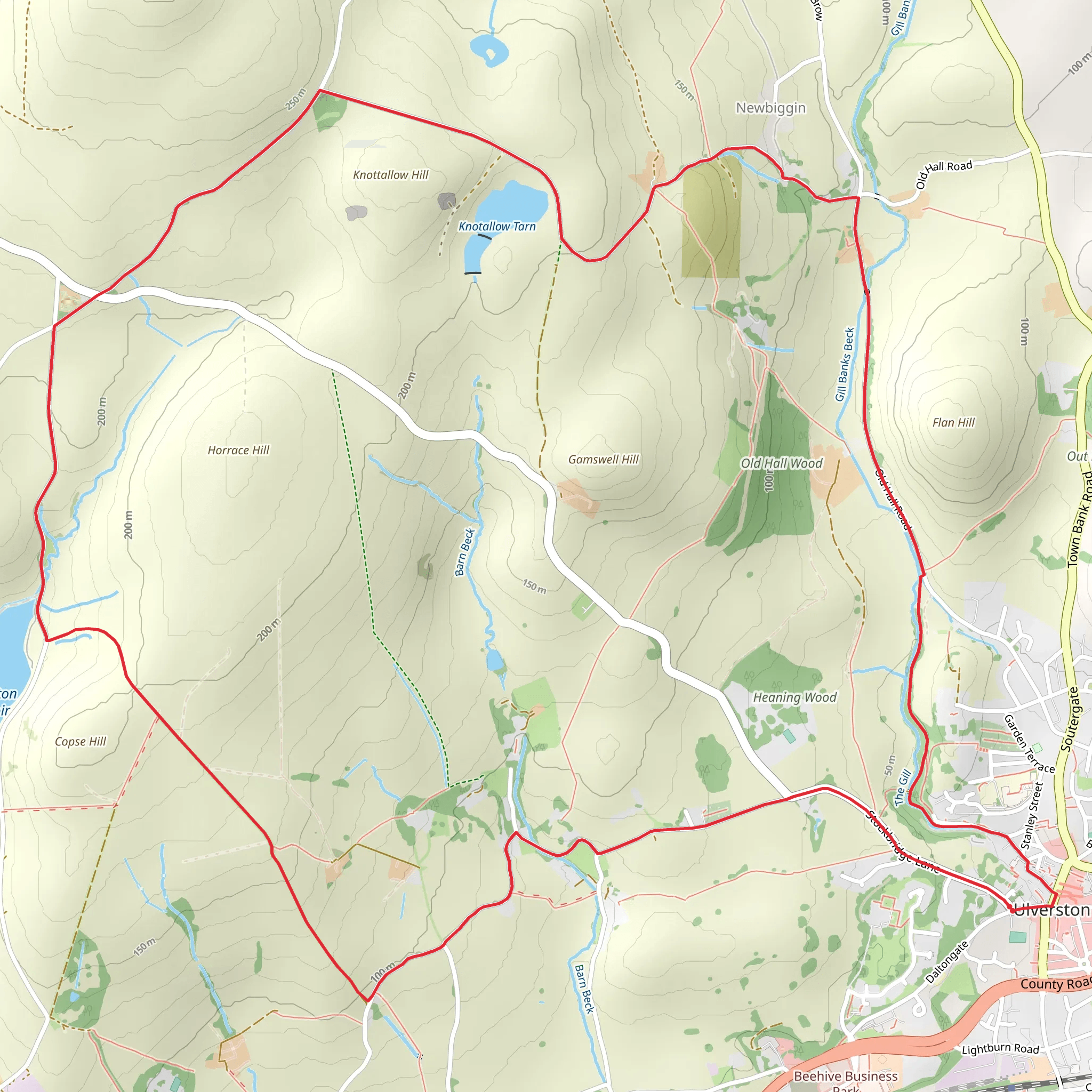 Pennington Reservoir and Knotallow Tarn Loop mobile static map