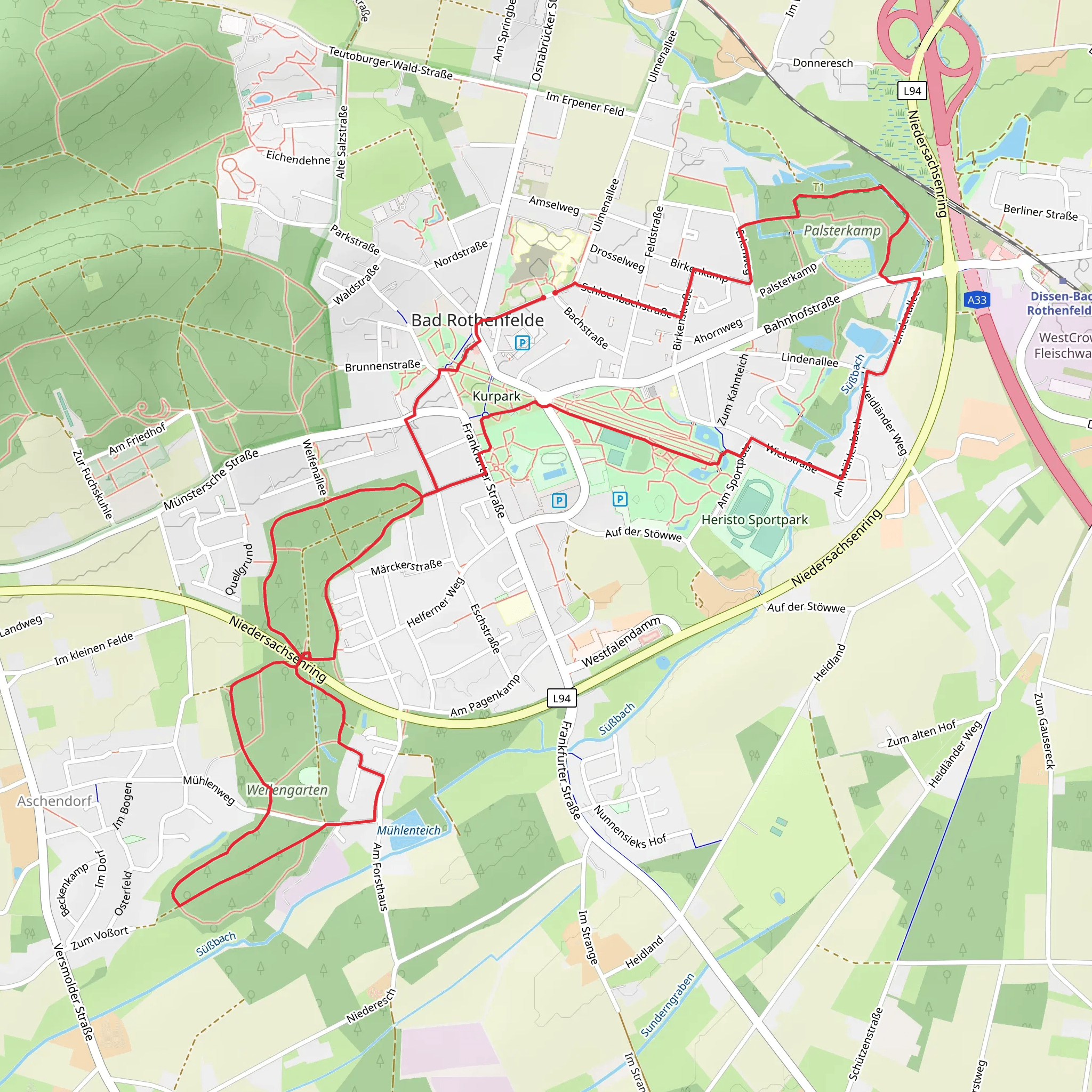 Vreden Dissen, Wellengarten and Lindenallee mobile static map