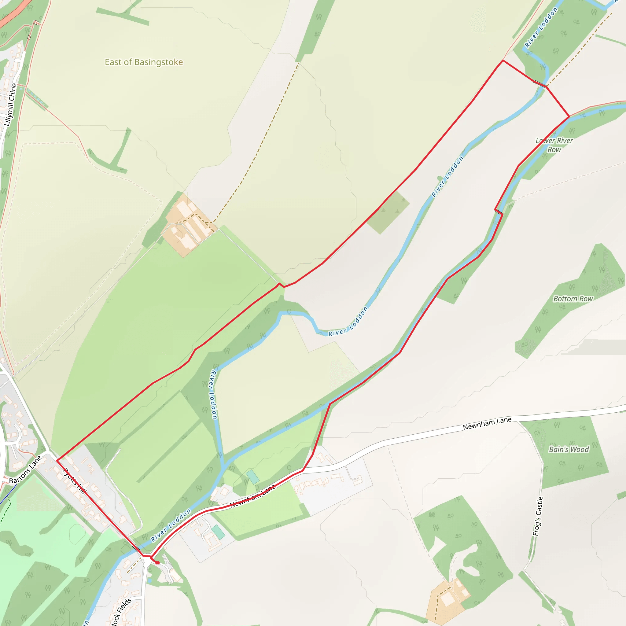 Lower Mill and Upper River Row Loop mobile static map