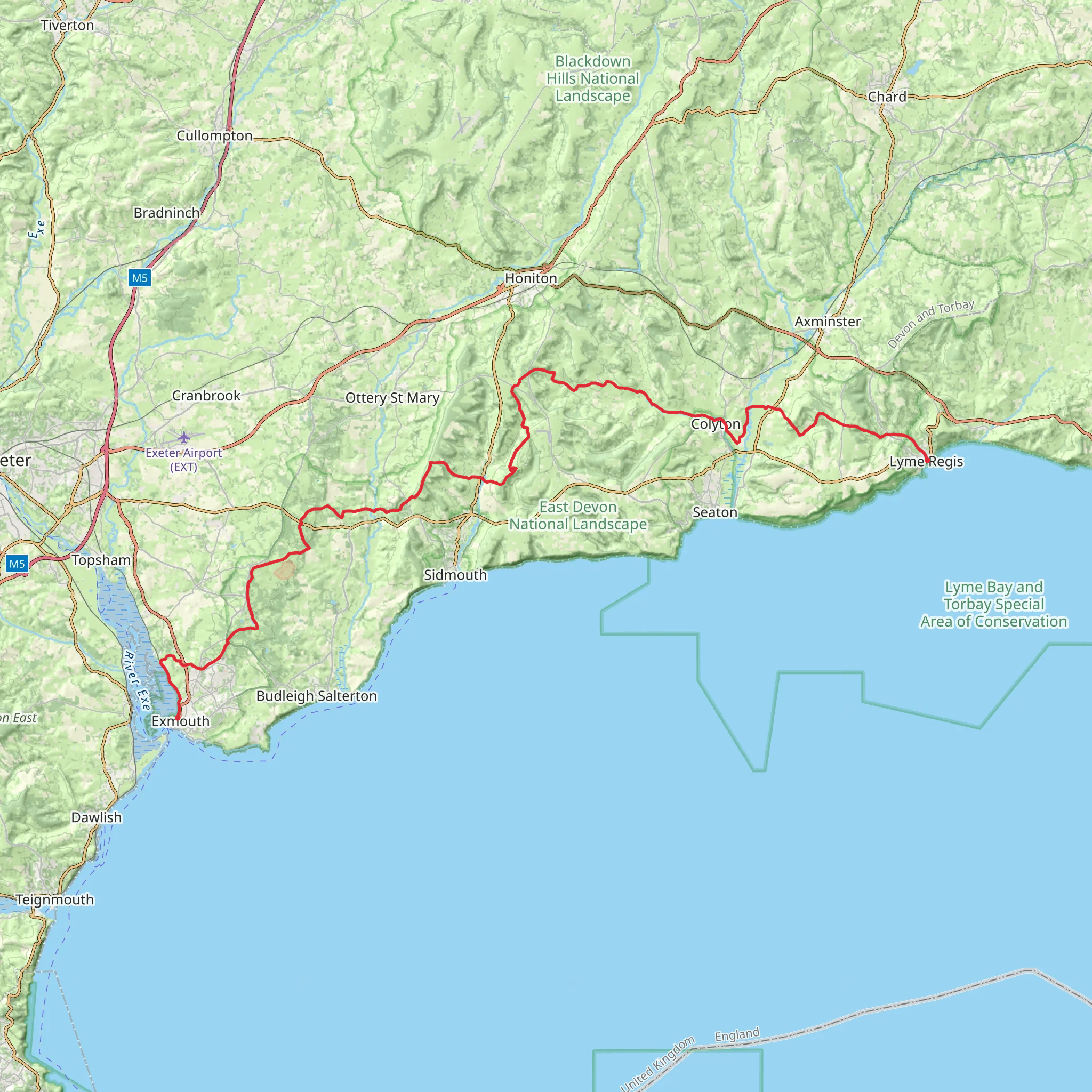 East Devon Way mobile static map