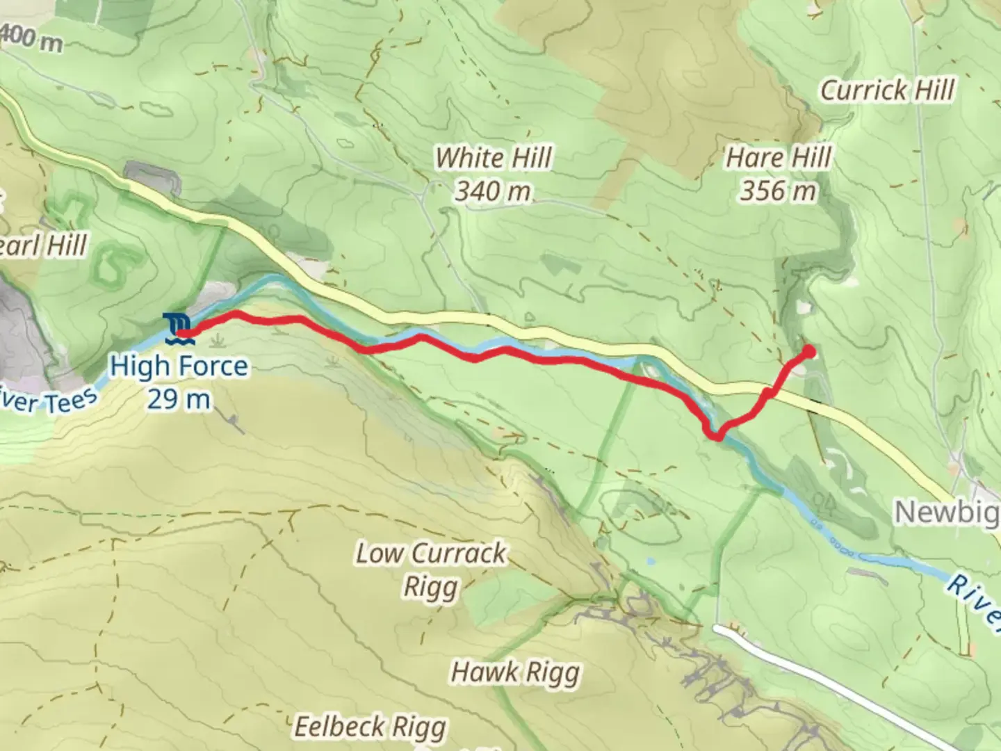 An image depicting the trail High Force and its surrounding area.