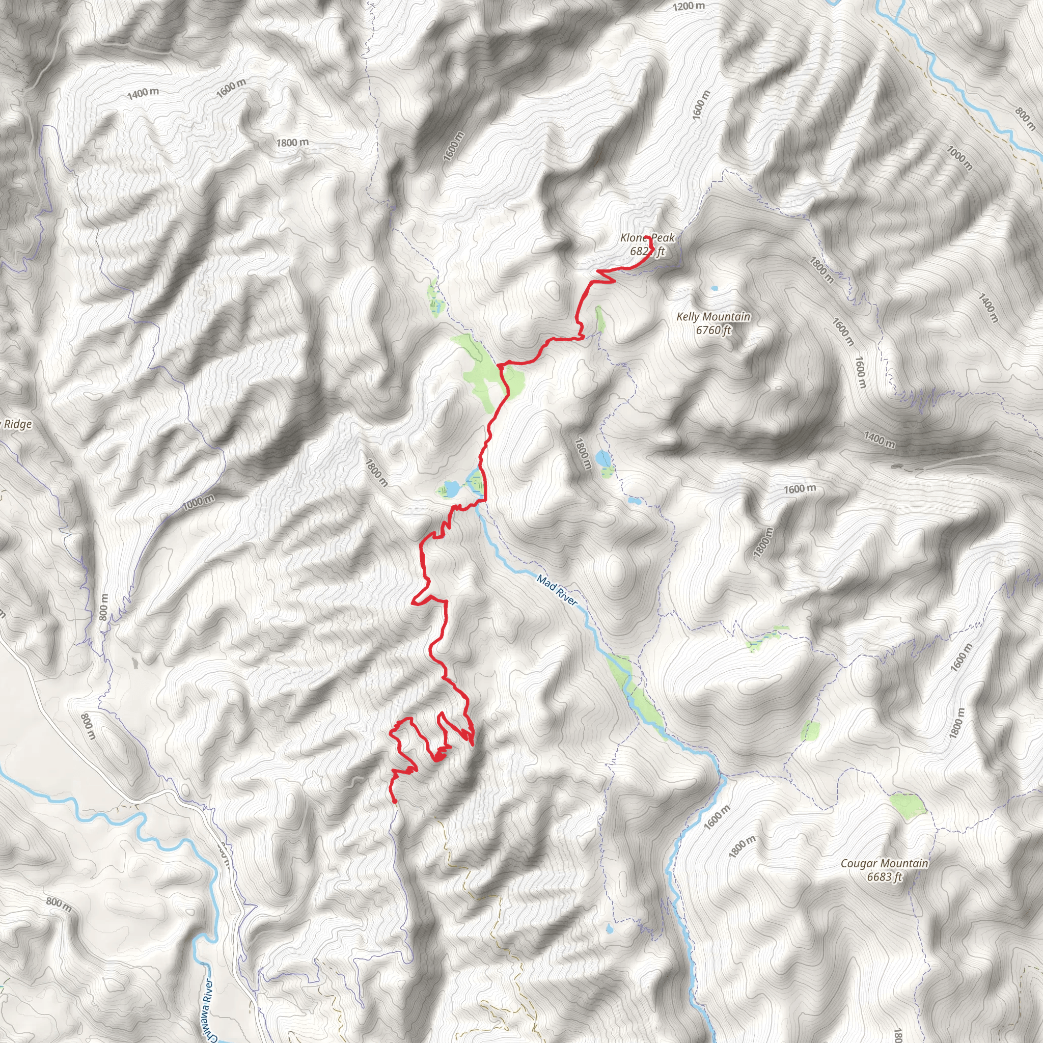 Klone Peak View Point Trail via Alder Ridge ORV Trail mobile static map
