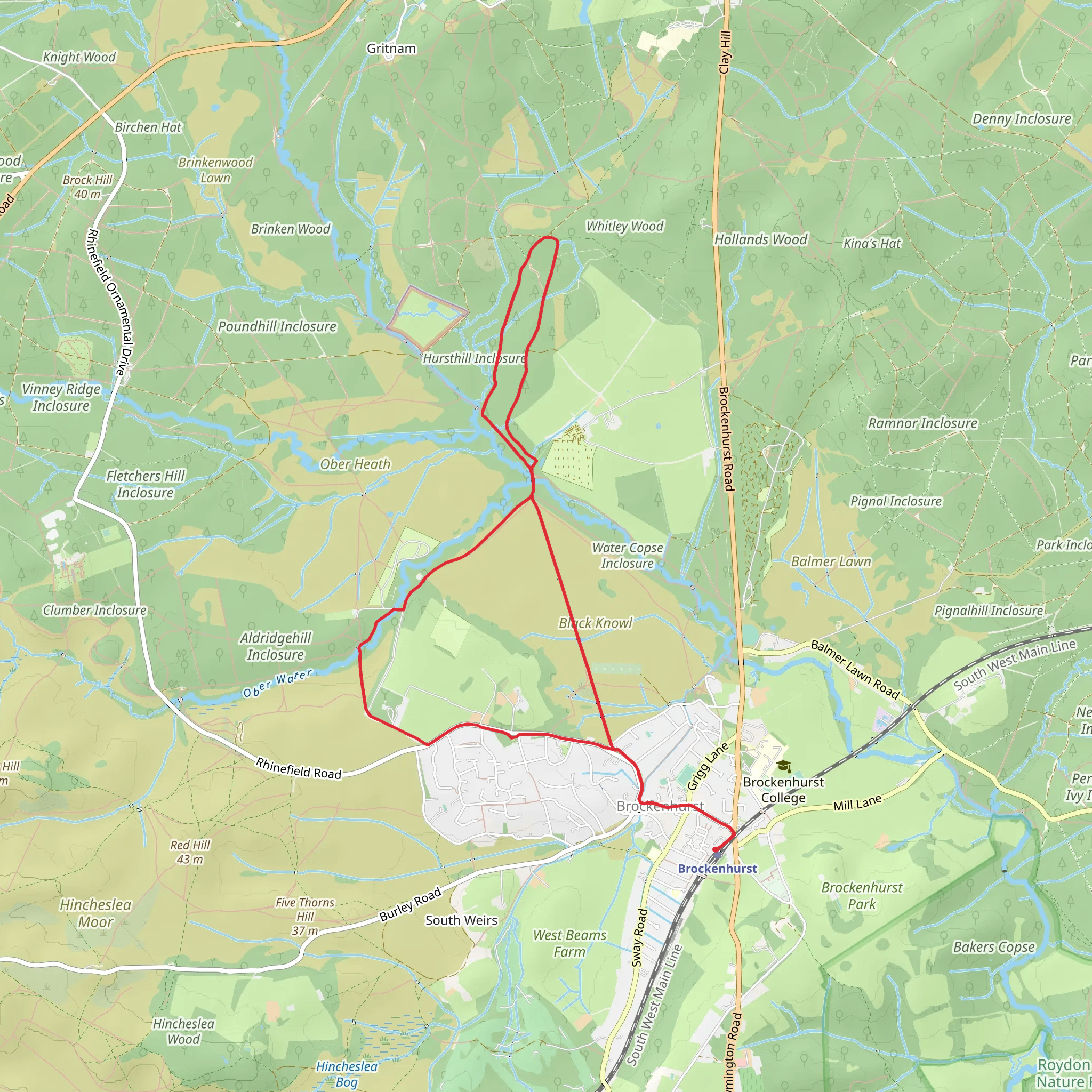 Brockenhurst Loop via Hursthill Inclosure mobile static map